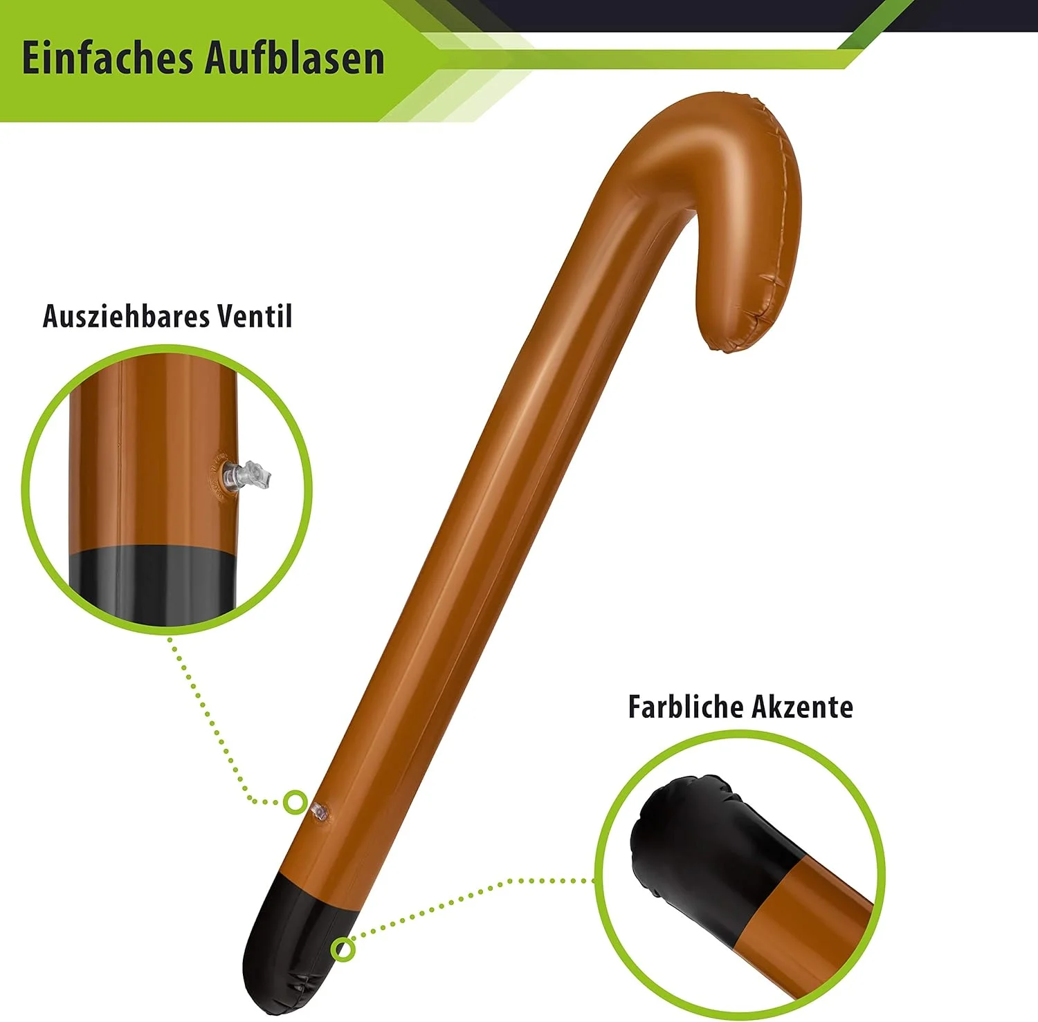 عصای بادی بالینکو | عصا | عصای زیر بغل بادی قهوه ای - بهترین اکسسوری برای لباس مادربزرگ یا پدربزرگ شما برای کارناوال / لباس فانتزی یا به عنوان یک شوخی تولد