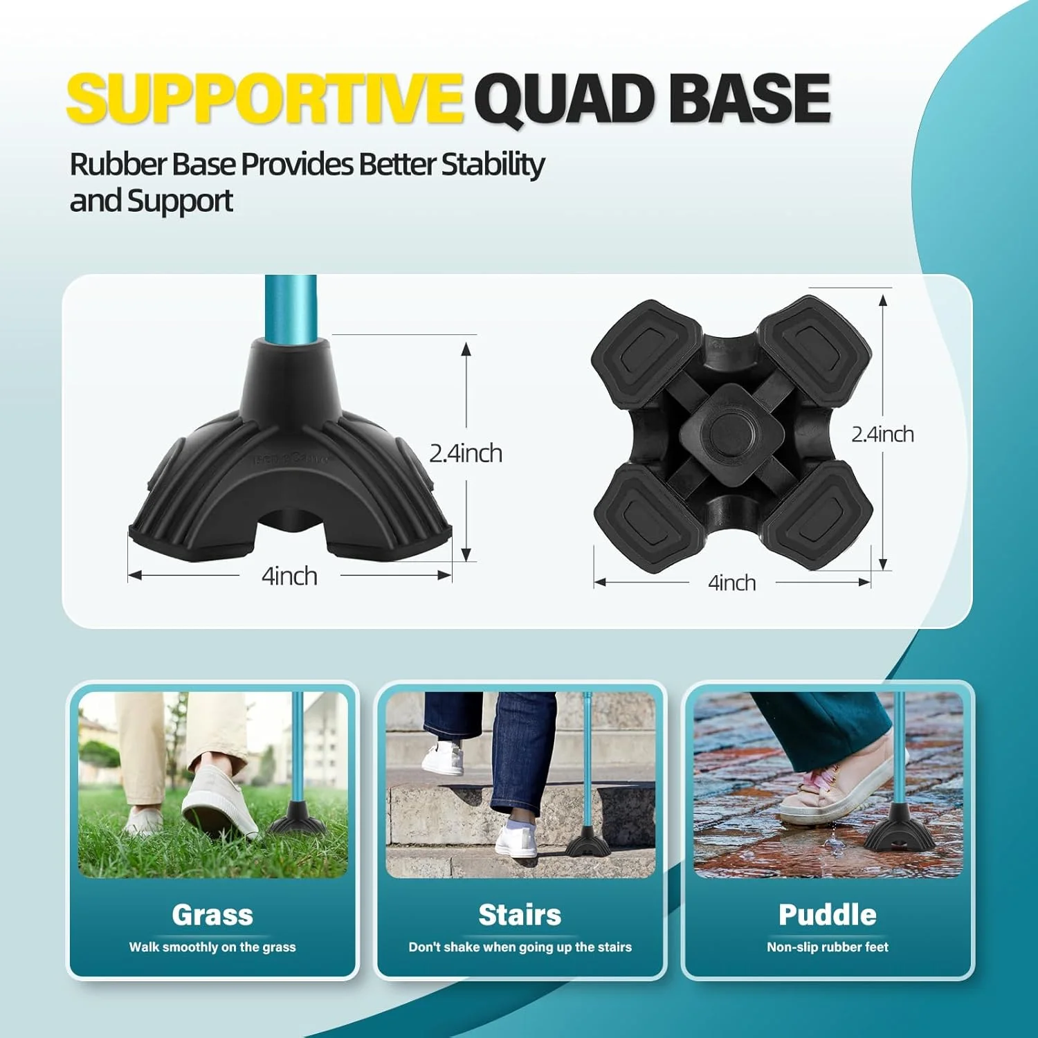 عصای پیاده روی BeneCane، عصای قابل تنظیم با دسته نرم و بالشتکی برای مردان و زنان، سبک وزن، راحت، با پایه ثبات بیشتر، کمک حرکتی برای مردان، زنان و سالمندان