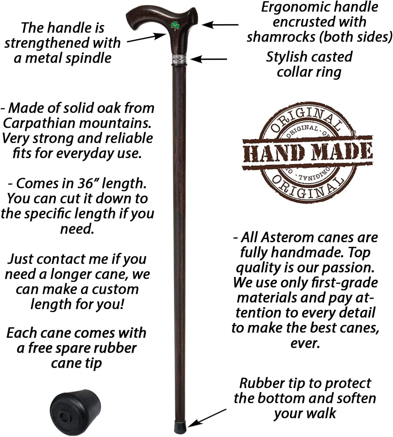 عصای پیاده روی دست ساز ایرلندی Asterom برای آقایان و بانوان - عصای چوبی منحصر به فرد - عصای پیاده روی شیک