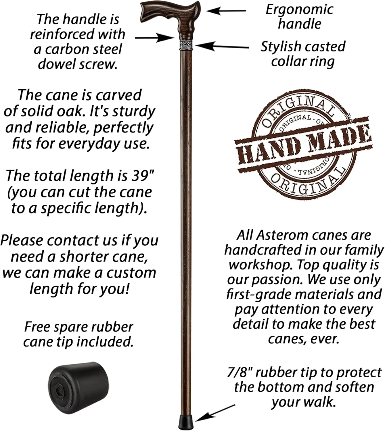 عصای پیاده روی فوق العاده بلند Asterom برای مردان و زنان قد بلند - عصاهای چوبی ارگونومیک، عصای پیاده روی شیک - 39 اینچ عصای پیاده روی فوق العاده بلند Asterom برای مردان و زنان قد بلند - عصاهای چوبی ارگونومیک، عصای پیاده روی شیک - 39 اینچ