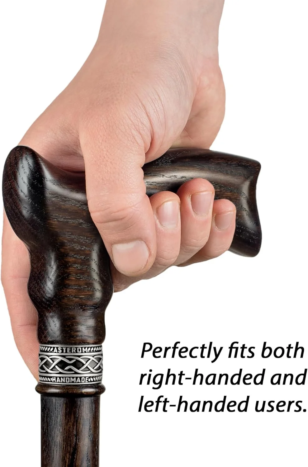 عصای چوبی ارگونومیک دست ساز Asterom برای مردان و زنان - عصای چوبی شیک بلوط مردانه - عصای پیاده روی مد روز