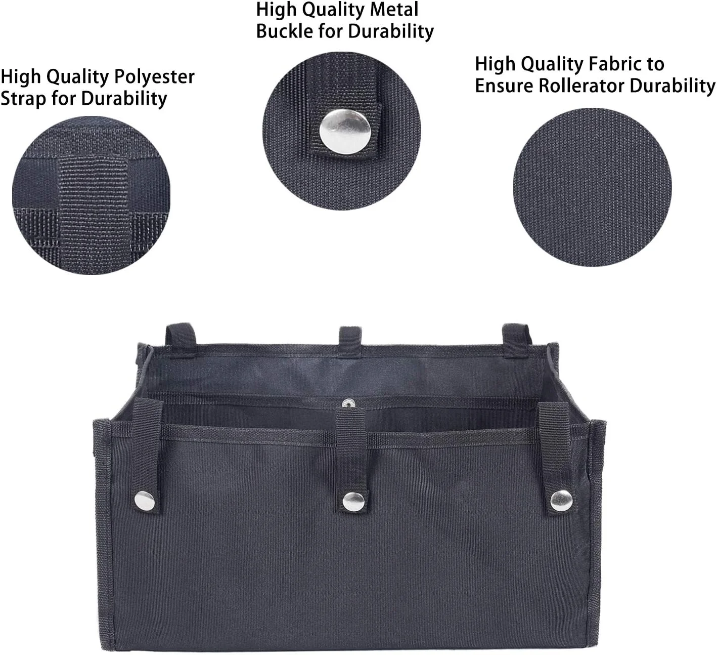کیف بزرگ زیر نشیمنگاه واکر AROUY مناسب برای رولیتور چهار چرخ، کیف حمل و سازمان دهنده لوازم جانبی واکر برای سالمندان (مشکی، بزرگ)