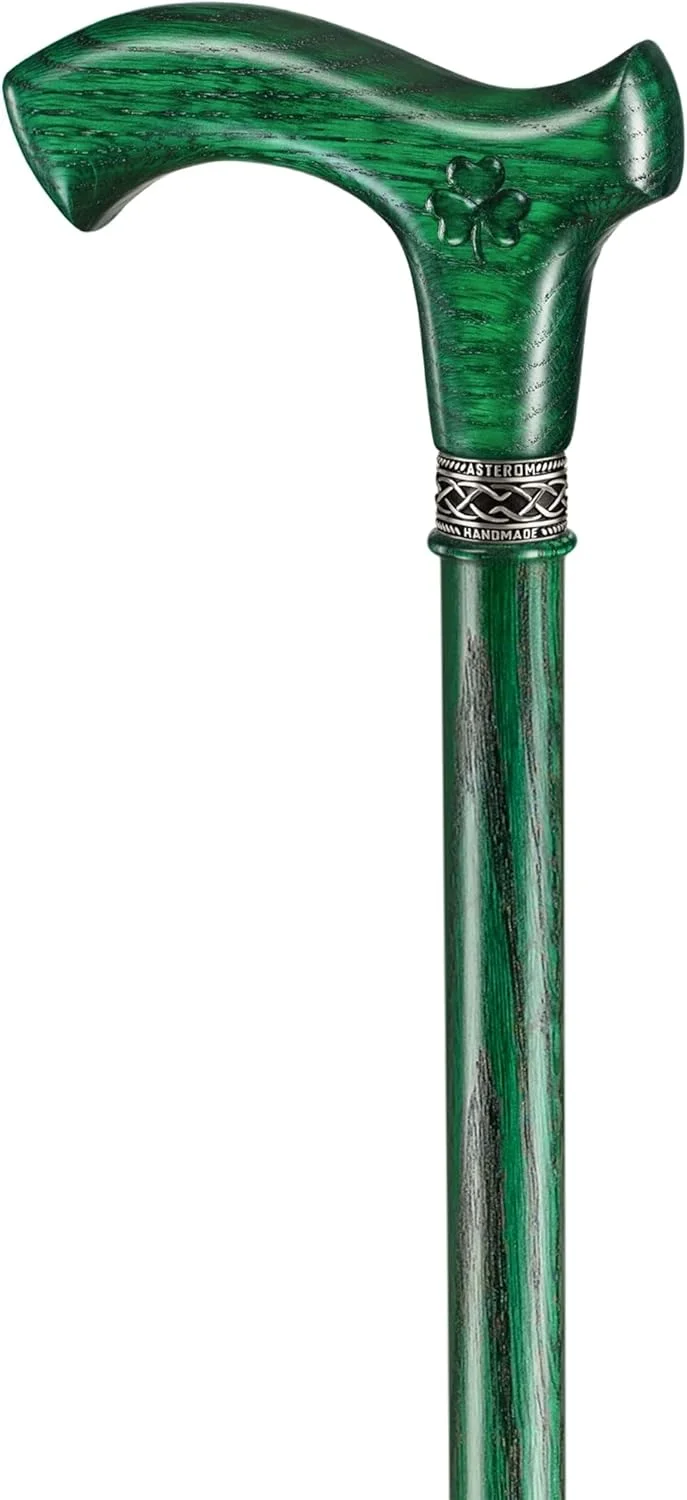 عصای پیاده روی ایرلندی Asterom برای مردان و زنان - دست ساز، ارگونومیک، چوبی - عصای پیاده روی ایرلندی، شبدر، عصاهای پیاده روی سبز - 36 اینچ عصای پیاده روی ایرلندی Asterom برای مردان و زنان - دست ساز، ارگونومیک، چوبی - عصای پیاده روی ایرلندی، شبدر، عصاهای پیاده روی سبز - 36 اینچ