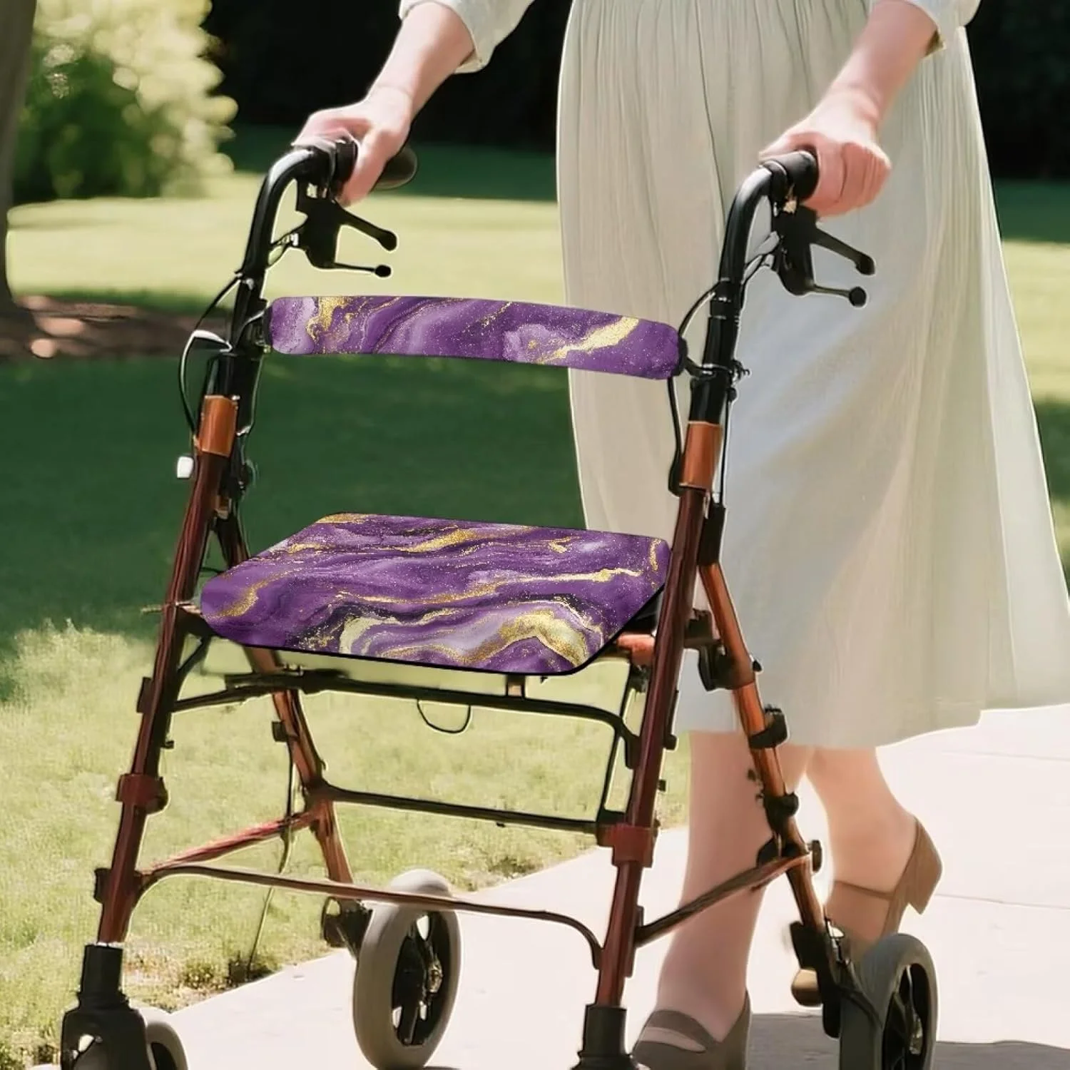 واکر رولیتور طرح سنگ مرمر طلایی ASQVTIFE با روکش محافظ صندلی و لوازم جانبی واکر تاشو با صندلی راحت و روکش پشتی قابل جابجایی و شستشو واکر رولیتور طرح سنگ مرمر طلایی ASQVTIFE با روکش محافظ صندلی و لوازم جانبی واکر تاشو با صندلی راحت و روکش پشتی قابل جابجایی و شستشو