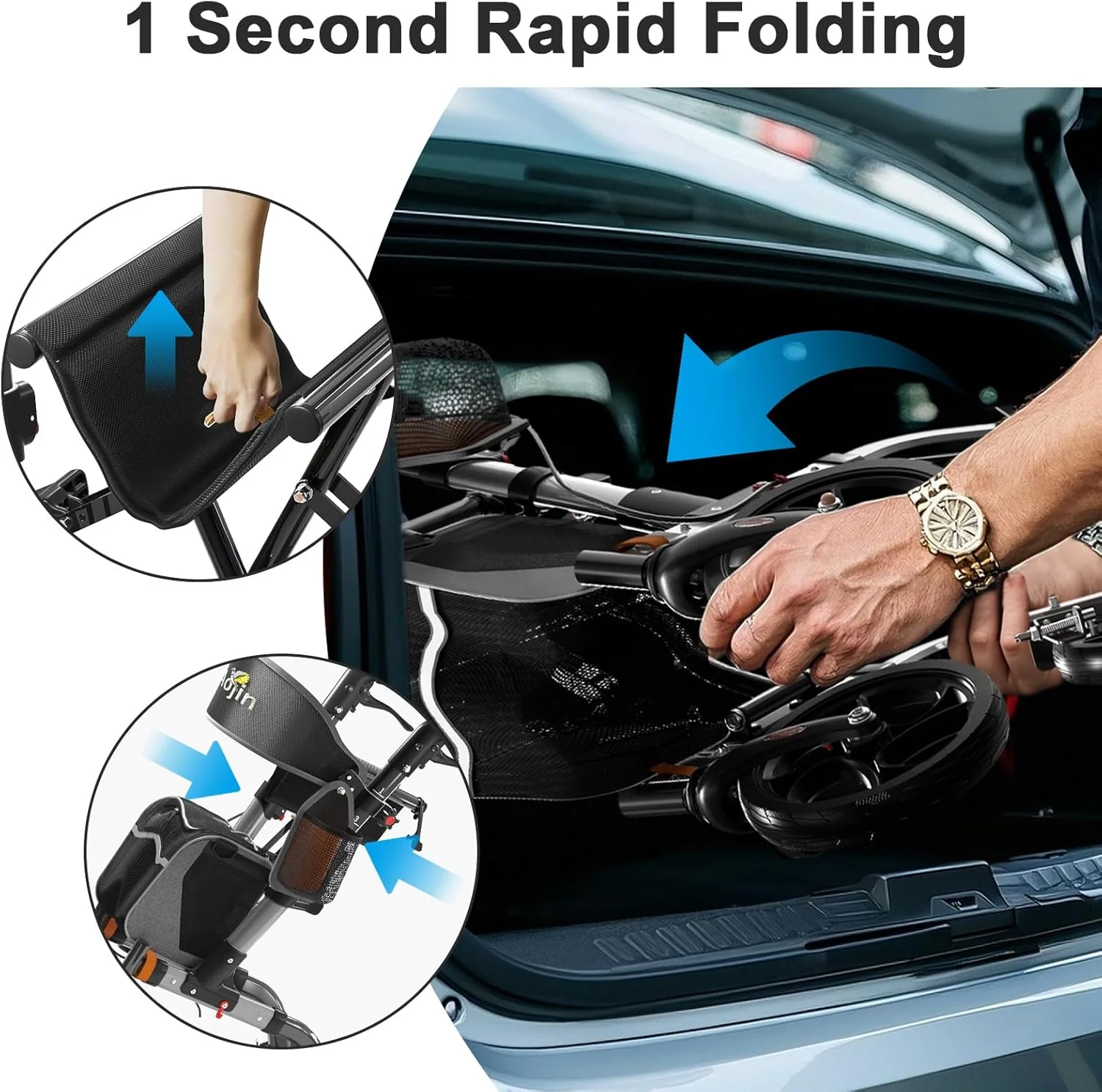 واکر رولی ایوجین مخصوص سالمندان، واکر با صندلی، ظرفیت وزنی 158 کیلوگرم، چرخ های 8 اینچی مناسب تمام سطوح، ارتفاع قابل تنظیم 6 حالته، واکر رولی آلومینیومی سبک وزن برای سالمندان (خاکستری)