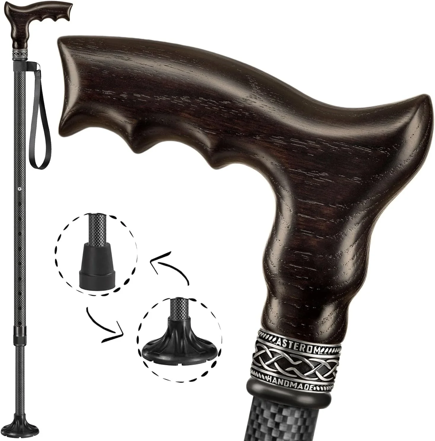 عصای فیبر کربن Asterom - سبک، ارگونومیک، قابل تنظیم - عصاهای پیاده روی برای آقایان و بانوان، عصای پیاده روی کربنی، عصاهای پیاده روی شیک برای سالمندان عصای فیبر کربن Asterom - سبک، ارگونومیک، قابل تنظیم - عصاهای پیاده روی برای آقایان و بانوان، عصای پیاده روی کربنی، عصاهای پیاده روی شیک برای سالمندان