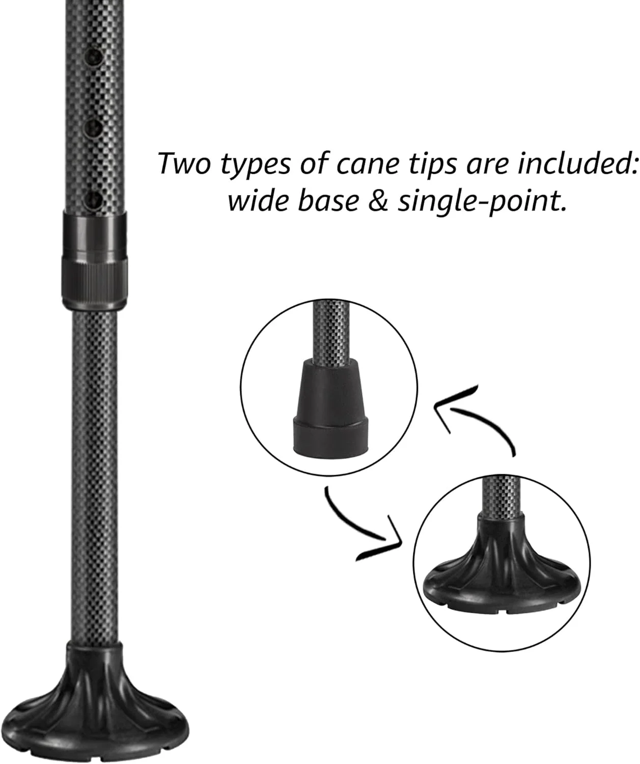 عصای فیبر کربن Asterom - سبک، ارگونومیک، قابل تنظیم - عصاهای پیاده روی برای آقایان و بانوان، عصای پیاده روی کربنی، عصاهای پیاده روی شیک برای سالمندان