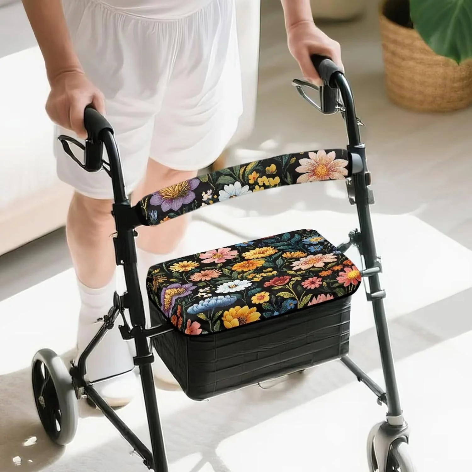 روکش صندلی واکر ASQVTIFE طرح لوتوس هیپی مناسب بانوان، لوازم جانبی واکر رولیتور، روکش گرد و غبار قابل شستشو برای سالمندان، ست لوازم جانبی صندلی واکر تزئینی برای سالمندان دارای روکش صندلی روکش صندلی واکر ASQVTIFE طرح لوتوس هیپی مناسب بانوان، لوازم جانبی واکر رولیتور، روکش گرد و غبار قابل شستشو برای سالمندان، ست لوازم جانبی صندلی واکر تزئینی برای سالمندان دارای روکش صندلی