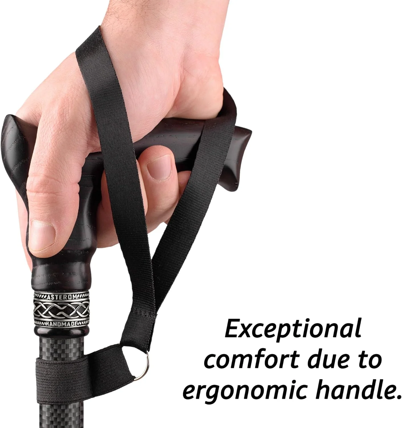 عصای فیبر کربن Asterom - سبک، ارگونومیک، قابل تنظیم - عصاهای پیاده روی برای آقایان و بانوان، عصای پیاده روی کربنی، عصاهای پیاده روی شیک برای سالمندان