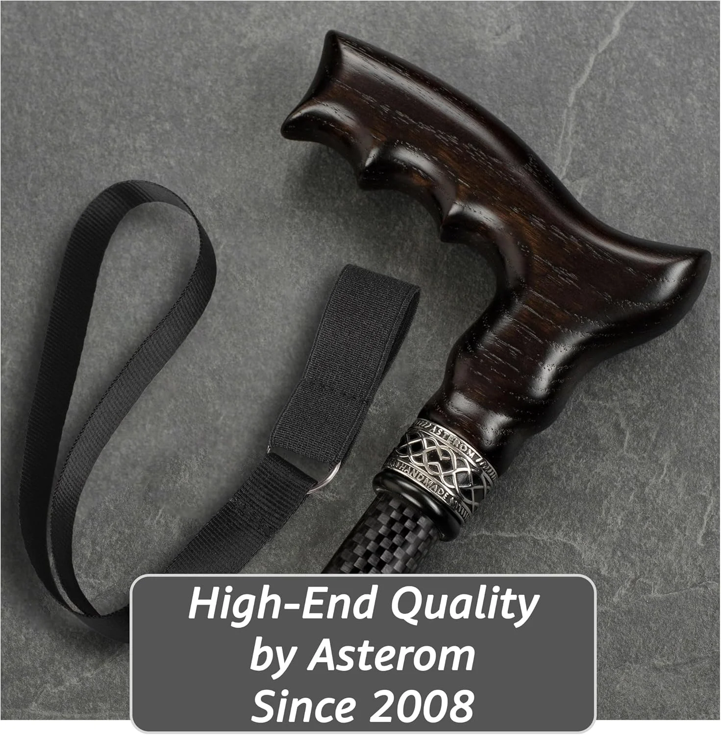 عصای فیبر کربن Asterom - سبک، ارگونومیک، قابل تنظیم - عصاهای پیاده روی برای آقایان و بانوان، عصای پیاده روی کربنی، عصاهای پیاده روی شیک برای سالمندان