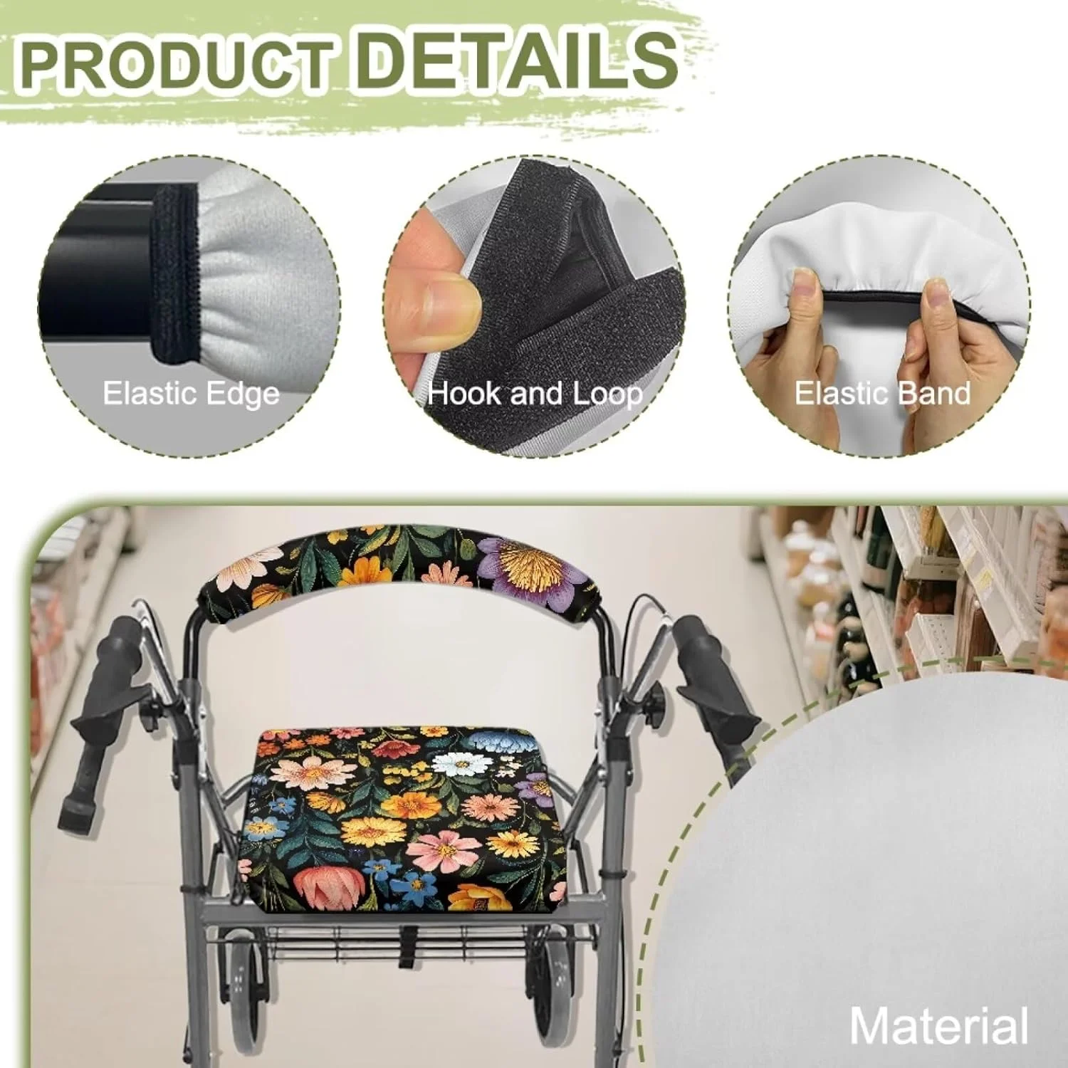 روکش صندلی واکر ASQVTIFE طرح لوتوس هیپی مناسب بانوان، لوازم جانبی واکر رولیتور، روکش گرد و غبار قابل شستشو برای سالمندان، ست لوازم جانبی صندلی واکر تزئینی برای سالمندان دارای روکش صندلی روکش صندلی واکر ASQVTIFE طرح لوتوس هیپی مناسب بانوان، لوازم جانبی واکر رولیتور، روکش گرد و غبار قابل شستشو برای سالمندان، ست لوازم جانبی صندلی واکر تزئینی برای سالمندان دارای روکش صندلی