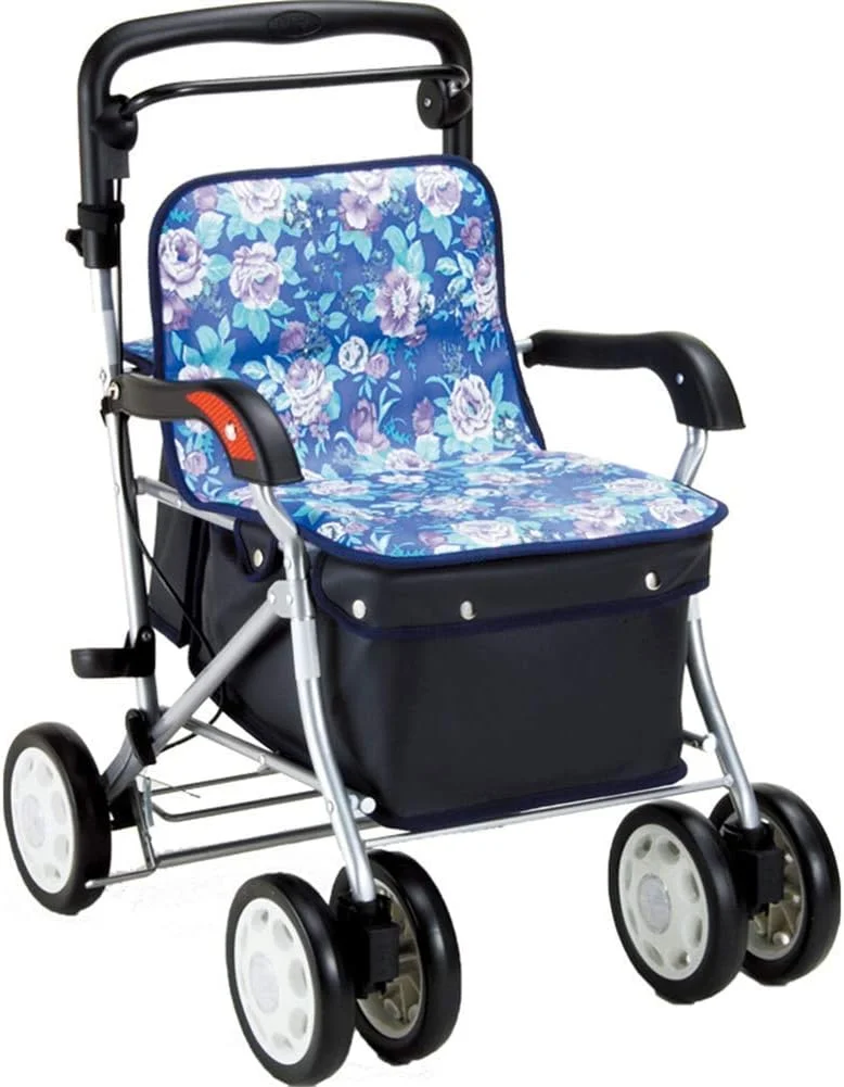 واکر آلومینیومی 4 چرخ با سبد خرید، قاب پیاده روی تاشو برای کمک به تحرک سالمندان، واکر چرخ دار با قابلیت تنظیم ارتفاع - سورپرایز کوچک واکر آلومینیومی 4 چرخ با سبد خرید، قاب پیاده روی تاشو برای کمک به تحرک سالمندان، واکر چرخ دار با قابلیت تنظیم ارتفاع - سورپرایز کوچک