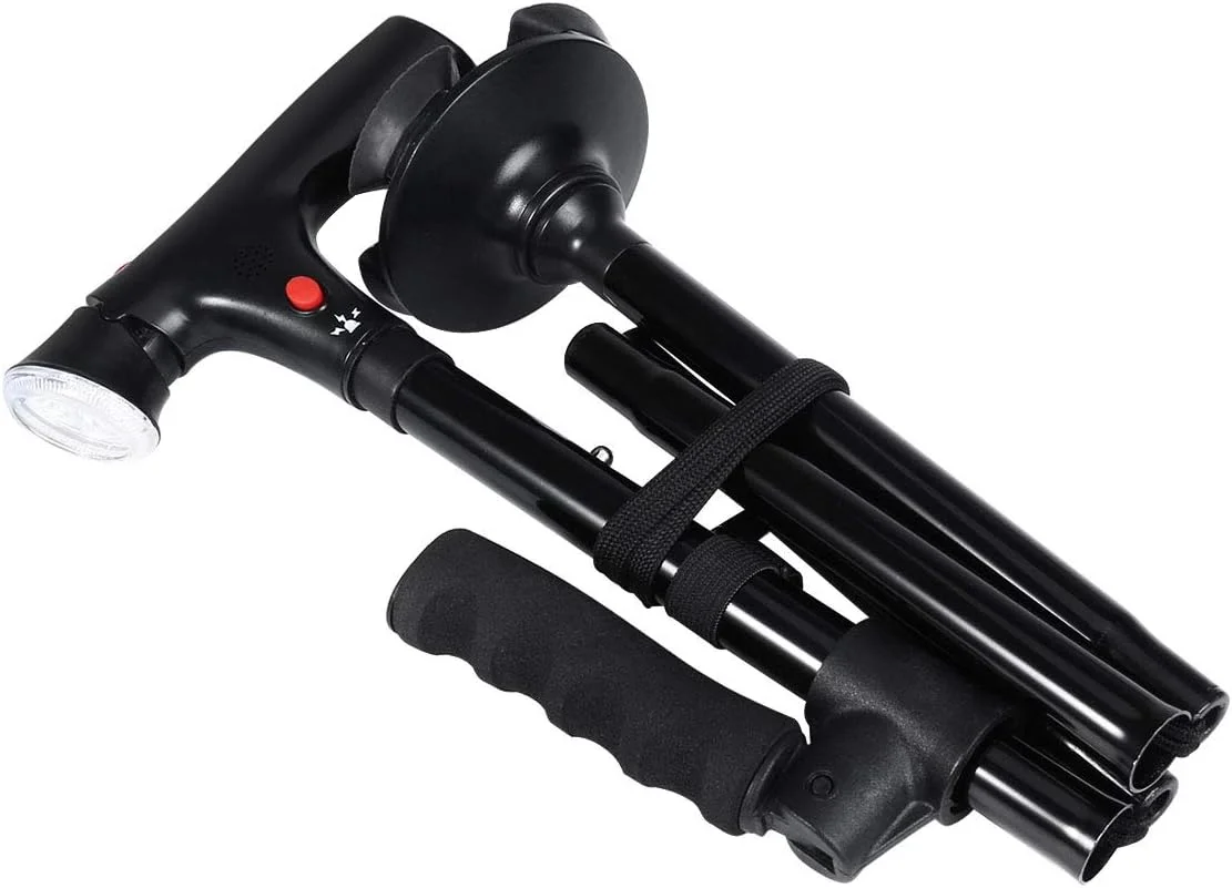 عصای تلسکوپی تاشو Artibetter با چراغ LED، عصای پیاده روی تاشو و قابل تنظیم با زنگ هشدار، هدیه ای برای پدران و مادران سالمند عصای تلسکوپی تاشو Artibetter با چراغ LED، عصای پیاده روی تاشو و قابل تنظیم با زنگ هشدار، هدیه ای برای پدران و مادران سالمند