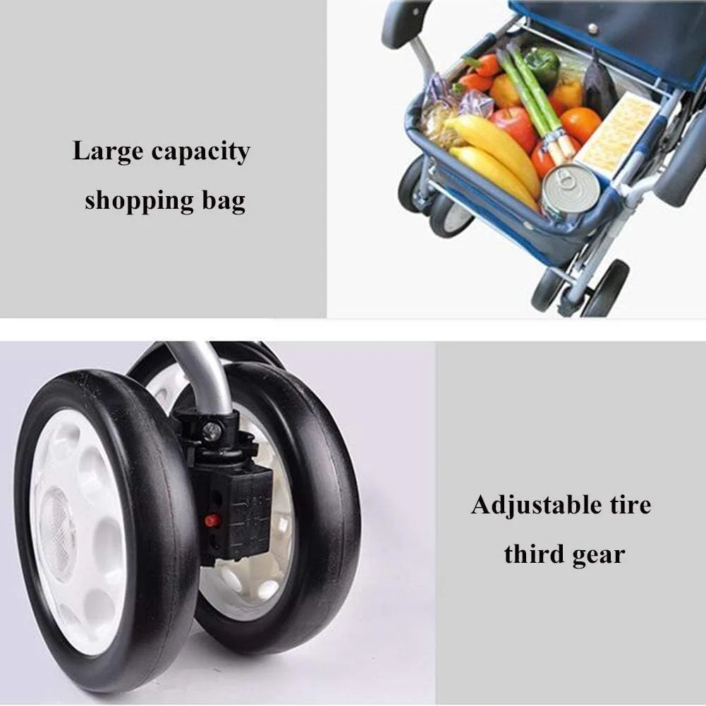 واکر آلومینیومی 4 چرخ با سبد خرید، قاب پیاده روی تاشو برای کمک به تحرک سالمندان، واکر چرخ دار با قابلیت تنظیم ارتفاع - سورپرایز کوچک واکر آلومینیومی 4 چرخ با سبد خرید، قاب پیاده روی تاشو برای کمک به تحرک سالمندان، واکر چرخ دار با قابلیت تنظیم ارتفاع - سورپرایز کوچک