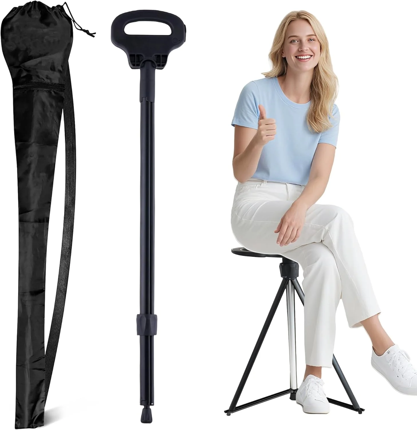 عصای پیاده روی صندلی دار ALEVMOOM، عصای تاشو قابل حمل، صندلی عصایی برای بزرگسالان، صندلی جمع شونده سبک وزن برای سالمندان، حداکثر بار 200 کیلوگرم، صندلی استراحت مسافرتی در فضای باز با کیف حمل عصای پیاده روی صندلی دار ALEVMOOM، عصای تاشو قابل حمل، صندلی عصایی برای بزرگسالان، صندلی جمع شونده سبک وزن برای سالمندان، حداکثر بار 200 کیلوگرم، صندلی استراحت مسافرتی در فضای باز با کیف حمل