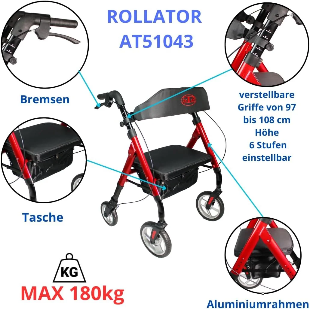 رولیتور آلومینیومی بزرگسال آنتار مدل AT51043