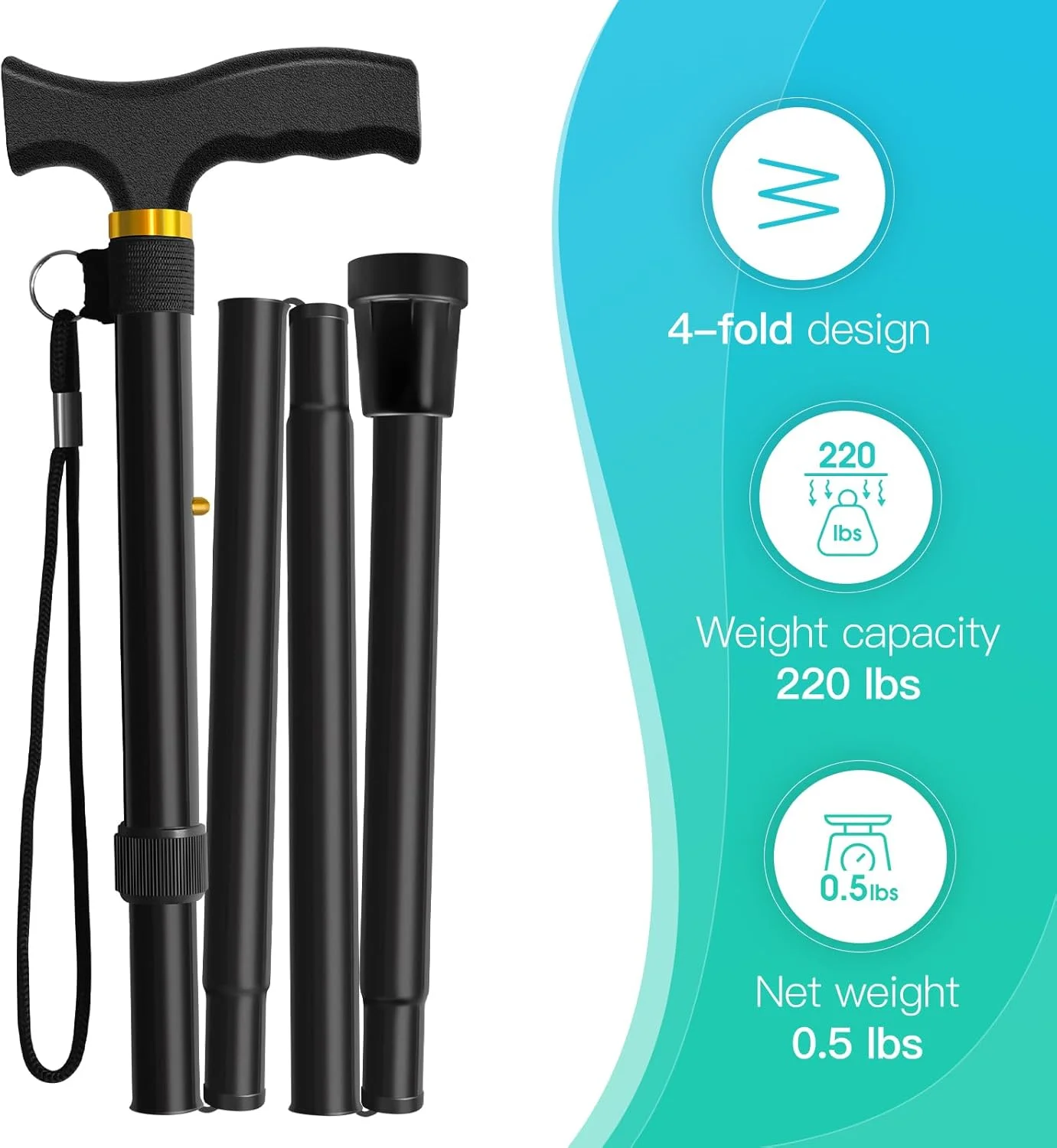 عصای تاشو Akeoil، چوب دستی پیاده روی با ارتفاع قابل تنظیم، عصا برای مردان، زنان و سالمندان، وسایل کمکی برای افراد با تحرک محدود (مشکی) عصای تاشو Akeoil، چوب دستی پیاده روی با ارتفاع قابل تنظیم، عصا برای مردان، زنان و سالمندان، وسایل کمکی برای افراد با تحرک محدود (مشکی)