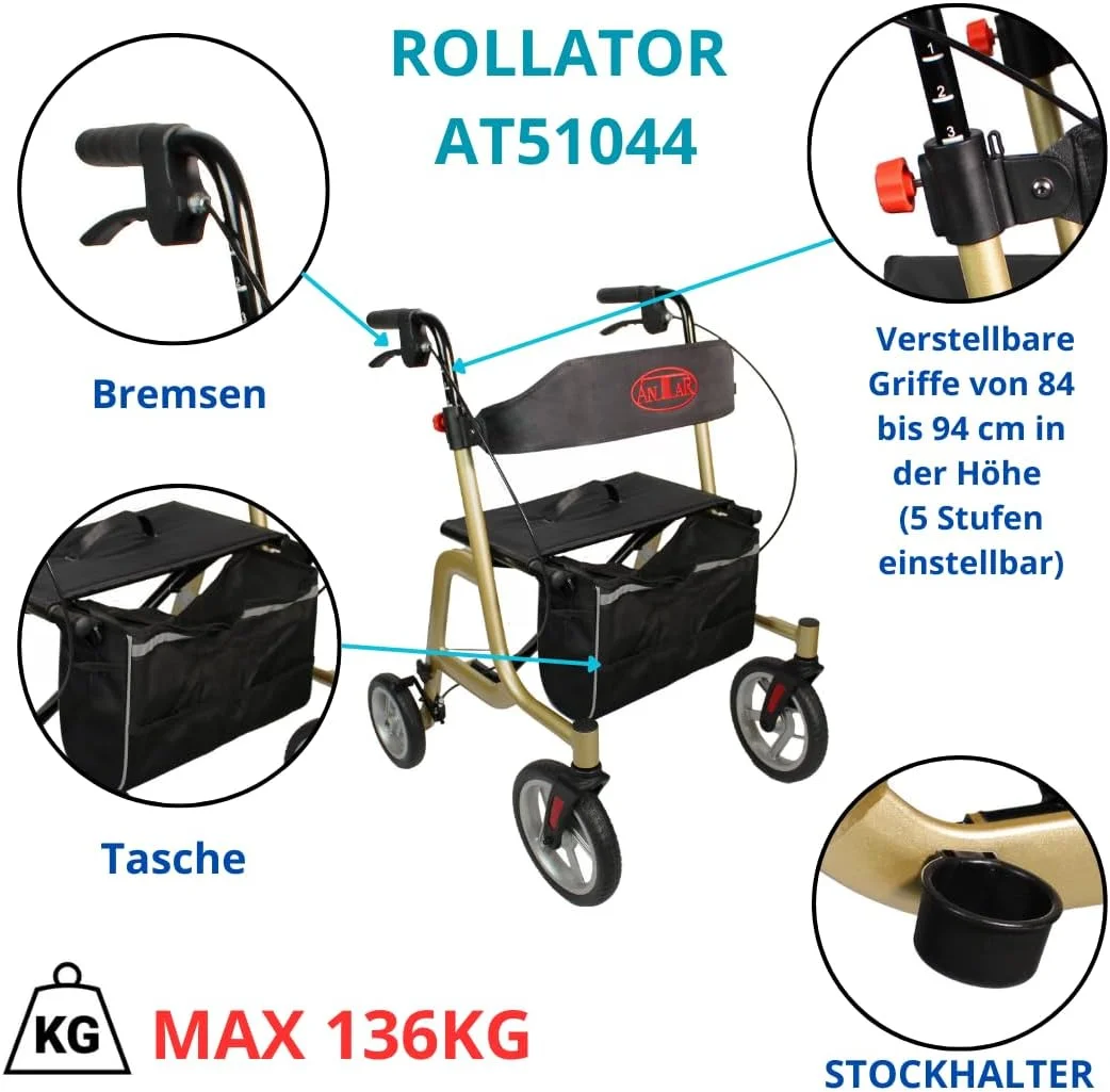 رولیتور آلومینیومی طلایی آنتار مدل AT51044