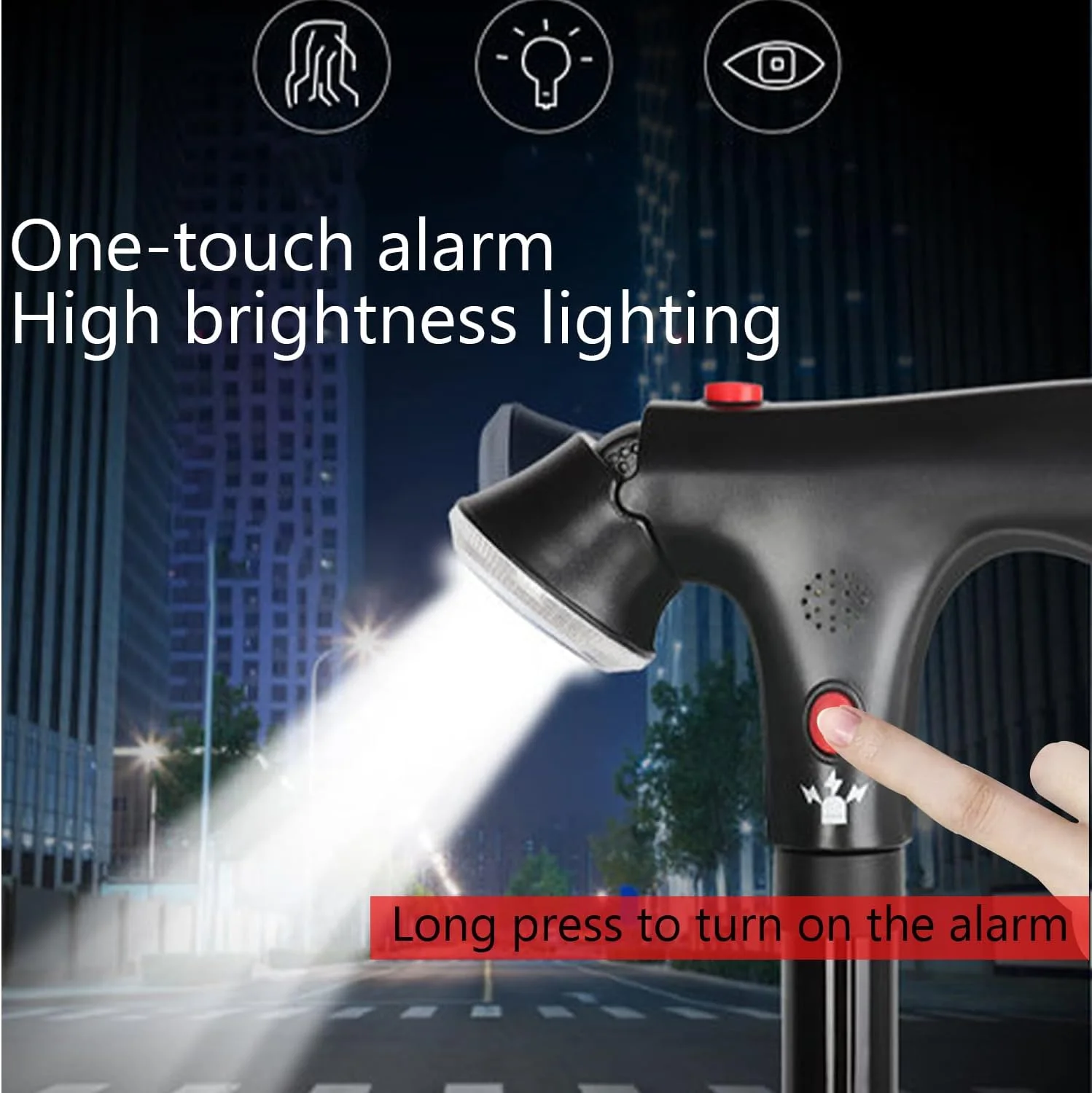 عصای تاشو الکاظمی با چراغ LED و آلارم، عصای دسته قابل تنظیم، مناسب برای سالمندان با دسته T نرم و پایه چهارگانه برای پیاده روی، کوهنوردی و کوله گردی عصای تاشو الکاظمی با چراغ LED و آلارم، عصای دسته قابل تنظیم، مناسب برای سالمندان با دسته T نرم و پایه چهارگانه برای پیاده روی، کوهنوردی و کوله گردی