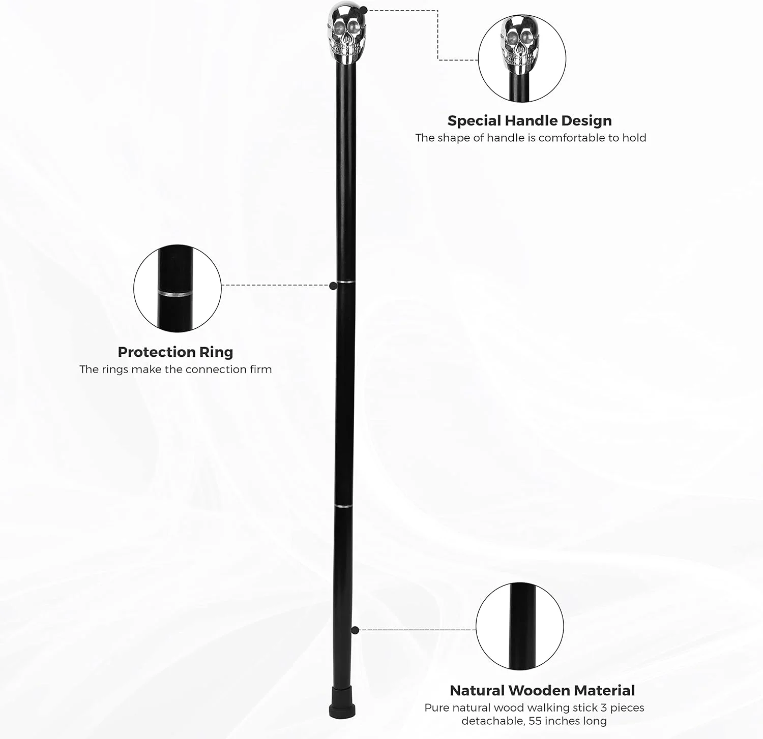 عصای پیاده روی آجونی برای مردان، زنان و سالمندان، عصای چوبی سبک وزن تاشو تزئینی با دسته، عصای کوهنوردی برای پیاده روی و هدیه