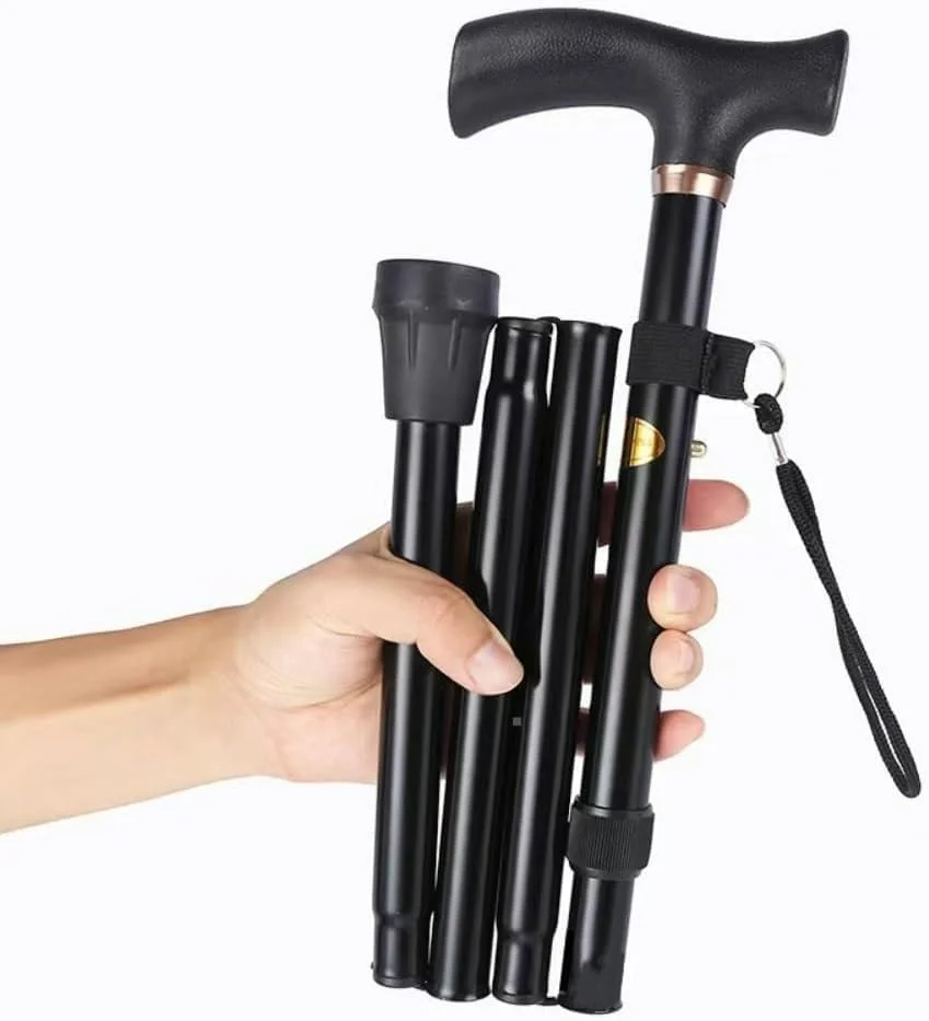 عصای پیاده روی تاشو با قابلیت تنظیم ارتفاع، آلیاژ آلومینیوم، پایه لاستیکی ضد لغزش، مشکی عصای پیاده روی تاشو با قابلیت تنظیم ارتفاع، آلیاژ آلومینیوم، پایه لاستیکی ضد لغزش، مشکی