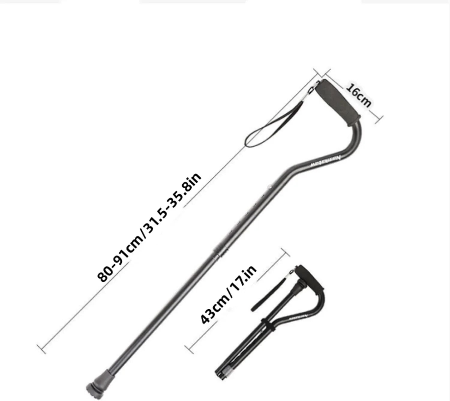 عصای تاشو، عصای تاشو قابل تنظیم، عصای پیاده روی تاشو برای مردان، زنان، سبک وزن، قابل تنظیم، عصای دستی قابل حمل - کمک تعادلی حرکتی - دسته های شیک و راحت