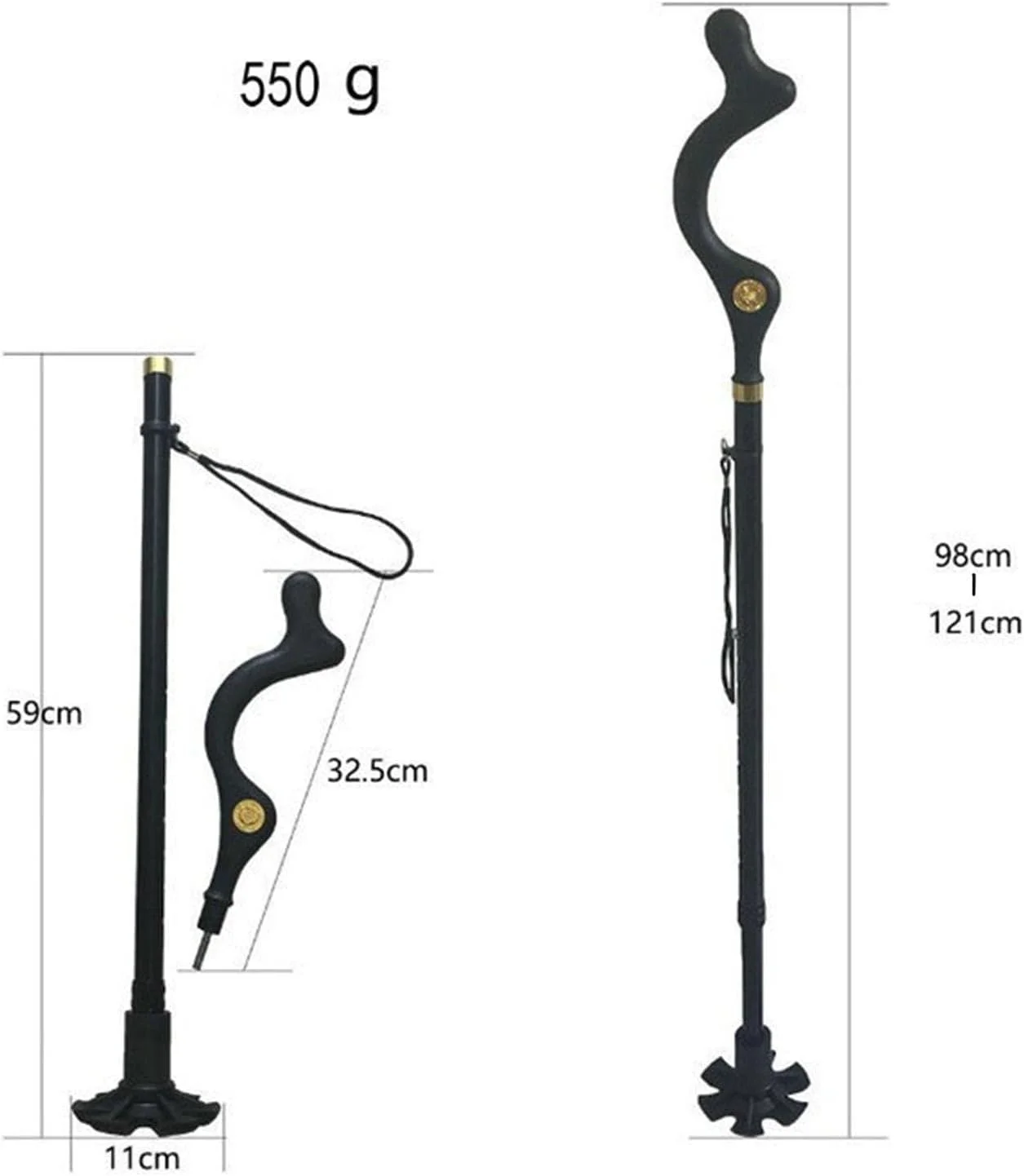 عصای پیاده روی قابل تنظیم برای بزرگسالان، عصای تاشو برای تحرک، کمک حرکتی سبک وزن برای تعادل در سفر - تلسکوپی عصای پیاده روی قابل تنظیم برای بزرگسالان، عصای تاشو برای تحرک، کمک حرکتی سبک وزن برای تعادل در سفر - تلسکوپی