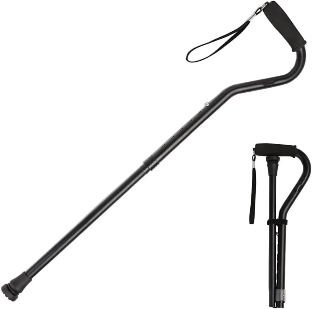 عصای تاشو، عصای تاشو قابل تنظیم، عصای پیاده روی تاشو برای مردان، زنان، سبک وزن، قابل تنظیم، عصای دستی قابل حمل - کمک تعادلی حرکتی - دسته های شیک و راحت
