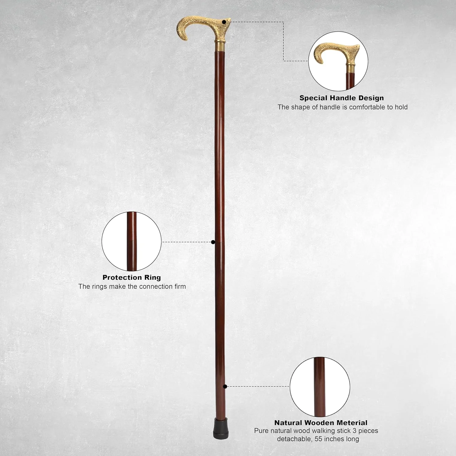 عصا دستی آجونی برای مردان، زنان و سالمندان، عصای چوبی سبک وزن تاشو تزئینی با دسته، عصای کوهنوردی برای پیاده روی، هدیه