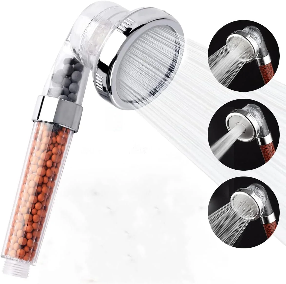 سردوش حمام ایباما SPA با فیلتر سنگ های معدنی، فشار قوی، صرفه جویی در آب، دارای 3 حالت عملکرد پاشش، مناسب برای پوست و موی خشک، مدل SHOWER01