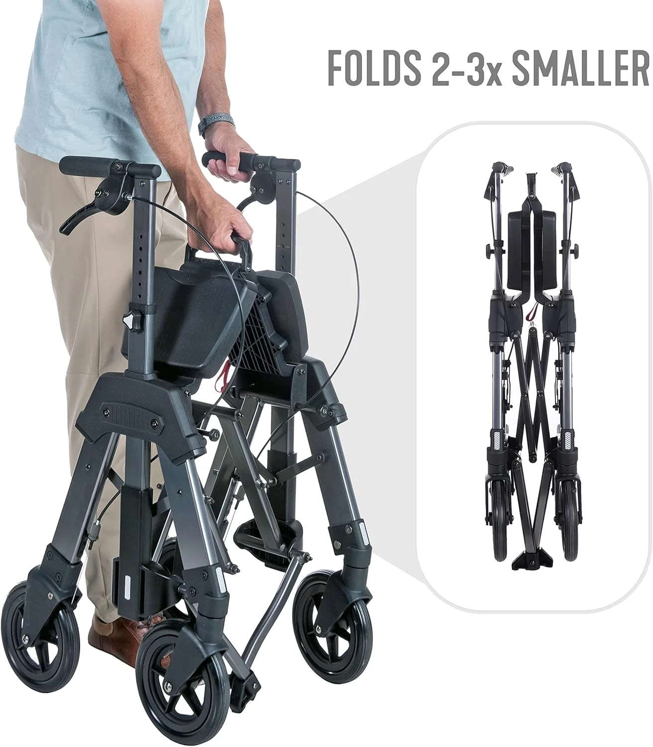 رولیتور بزرگسالان Able Life Space Saver، واکر چرخ دار تاشو و مقاوم با 4 چرخ، دارای نشیمنگاه فوق العاده عریض و چرخ های بزرگ 8 اینچی برای سالمندان، ظرفیت وزنی 226 کیلوگرم، گردویی مشکی رولیتور بزرگسالان Able Life Space Saver، واکر چرخ دار تاشو و مقاوم با 4 چرخ، دارای نشیمنگاه فوق العاده عریض و چرخ های بزرگ 8 اینچی برای سالمندان، ظرفیت وزنی 226 کیلوگرم، گردویی مشکی