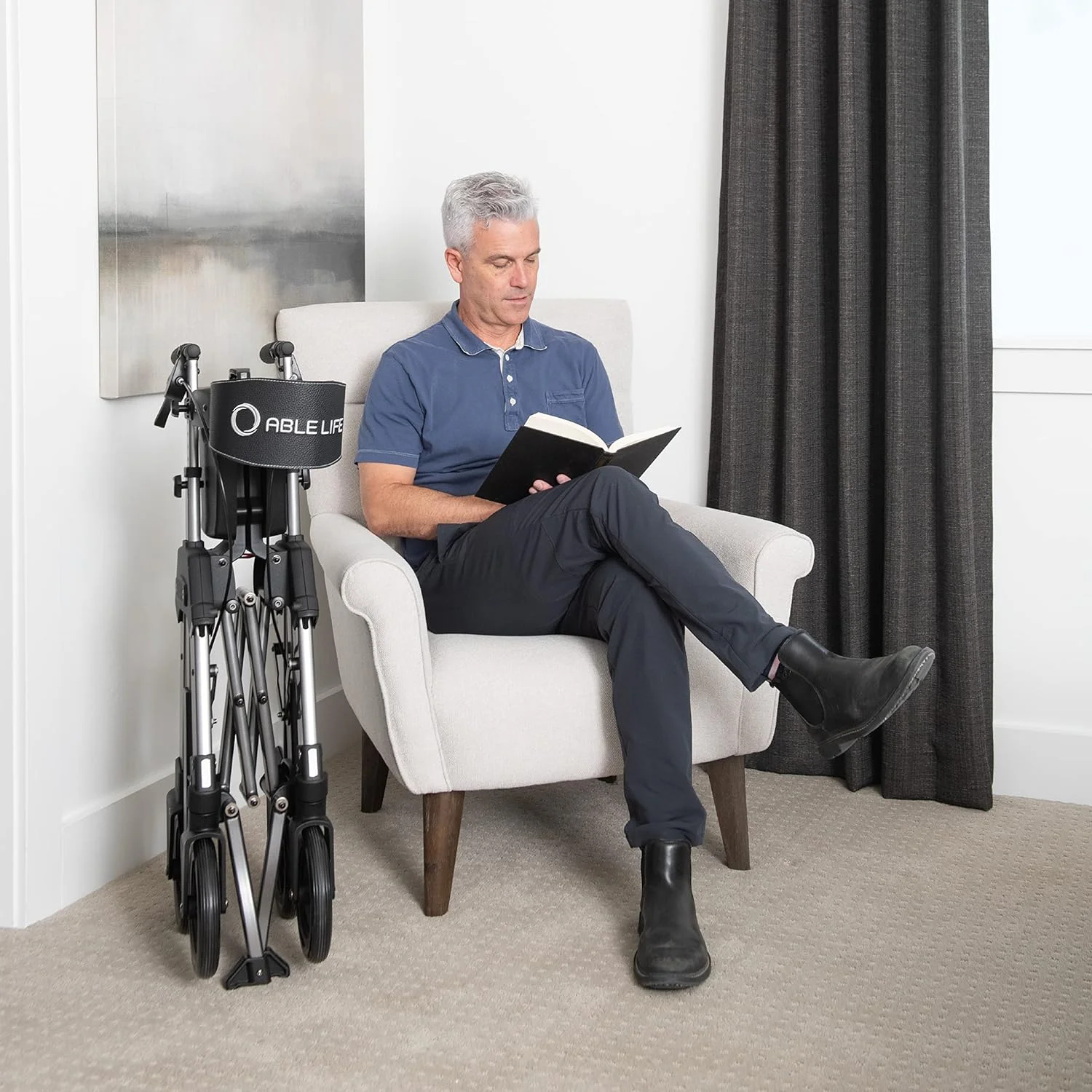 رولیتور بزرگسالان Able Life Space Saver، واکر چرخ دار تاشو و مقاوم با 4 چرخ، دارای نشیمنگاه فوق العاده عریض و چرخ های بزرگ 8 اینچی برای سالمندان، ظرفیت وزنی 226 کیلوگرم، گردویی مشکی رولیتور بزرگسالان Able Life Space Saver، واکر چرخ دار تاشو و مقاوم با 4 چرخ، دارای نشیمنگاه فوق العاده عریض و چرخ های بزرگ 8 اینچی برای سالمندان، ظرفیت وزنی 226 کیلوگرم، گردویی مشکی