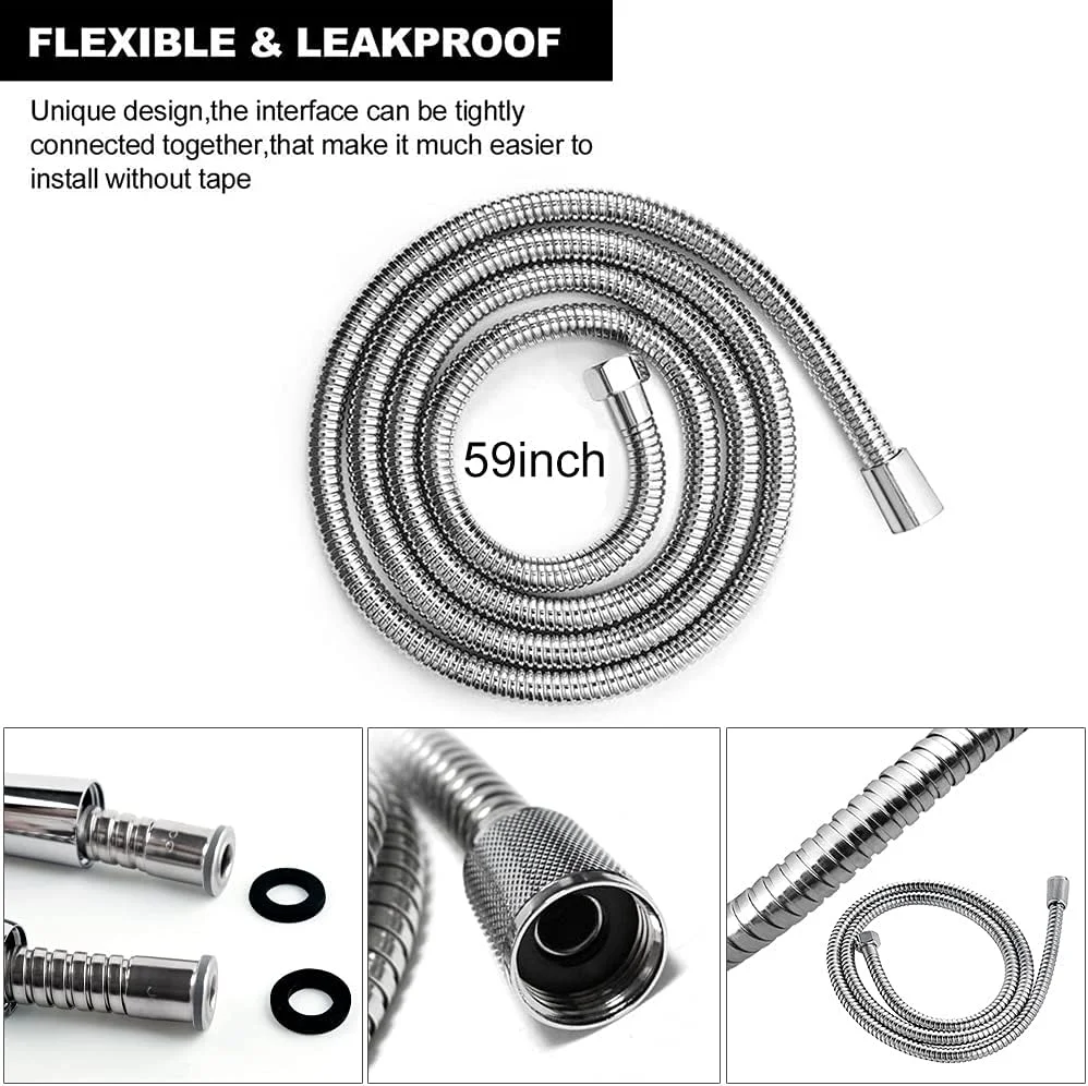 شلنگ دوش JOMOO، شلنگ دوش دستی استیل ضد زنگ انعطاف پذیر 5 فوت 60 اینچ، شلنگ جایگزین برای دوش دستی فوق العاده بلند، کروم شلنگ دوش JOMOO، شلنگ دوش دستی استیل ضد زنگ انعطاف پذیر 5 فوت 60 اینچ، شلنگ جایگزین برای دوش دستی فوق العاده بلند، کروم