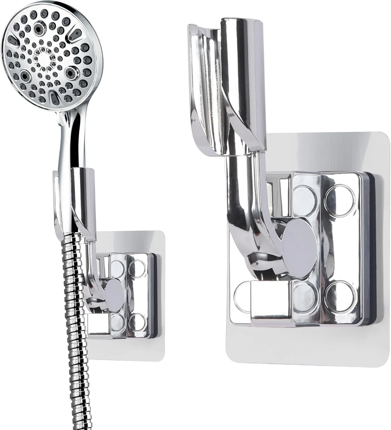 نگهدارنده سردوش TERRIFI، 2 عدد پایه سردوش قابل تنظیم، نگهدارنده سردوش با چسب قوی بدون نیاز به سوراخکاری، نگهدارنده سردوش دیواری، نقره ای