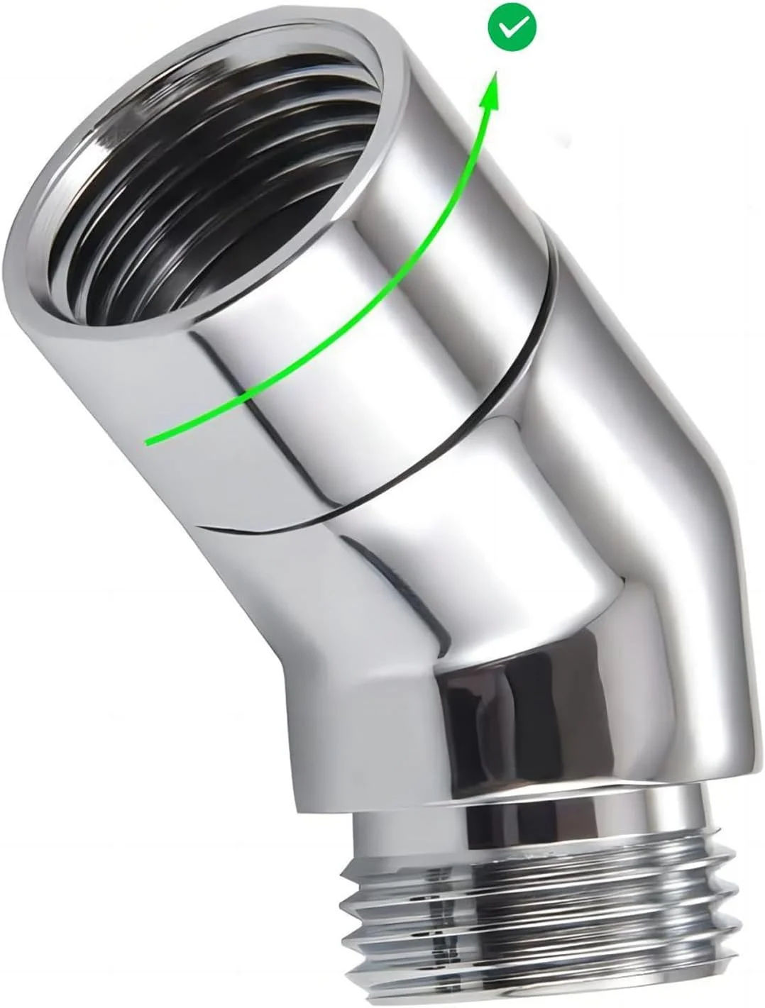 آداپتور سردوش توتالایز، اتصالات برنجی جامد 135 درجه ای زانویی دوش، اتصال بازوی افزایش طول سردوش G1/2 اینچ (کروم) (چرخشی)