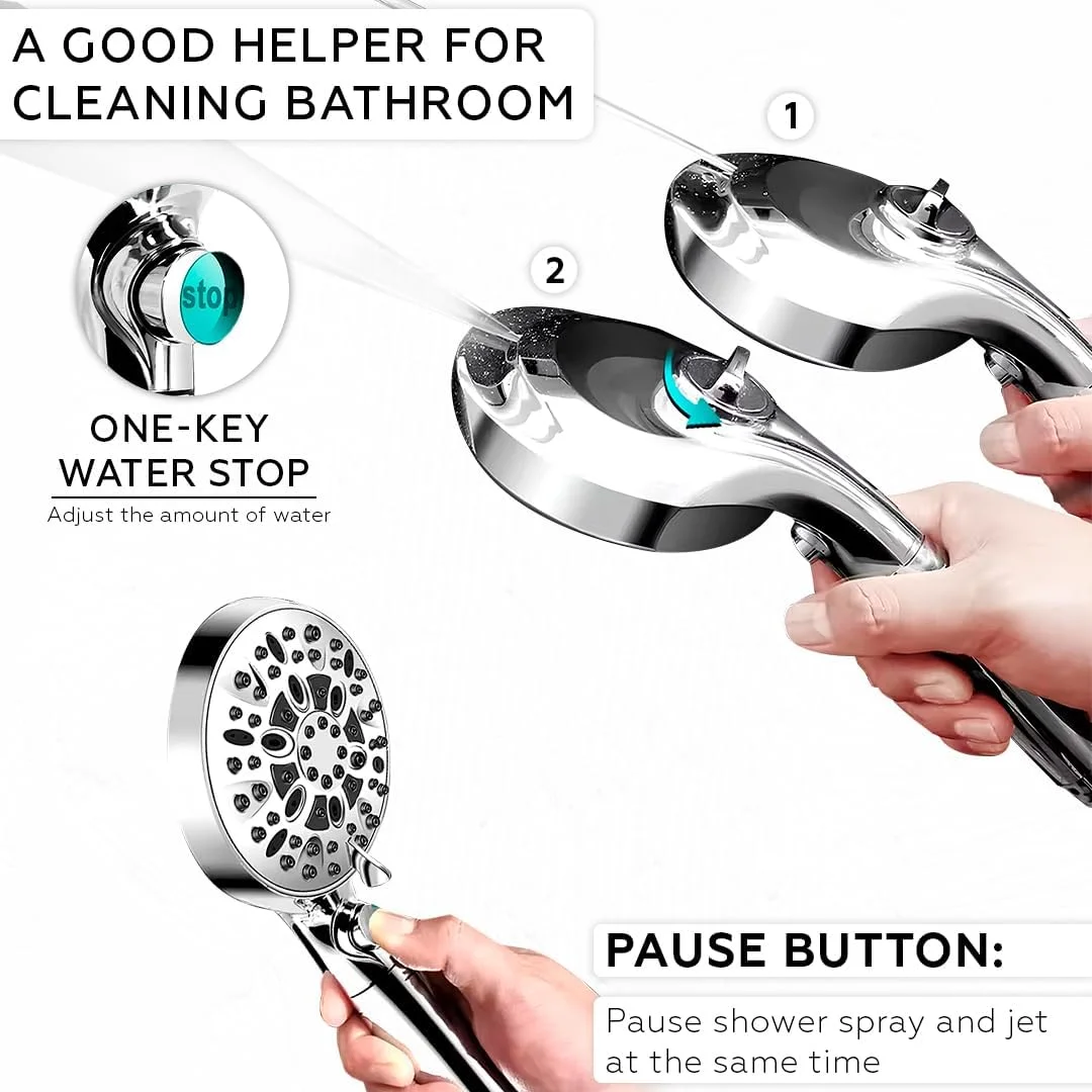 سردوش حمام AMROAH با فیلتراسیون 15 مرحله ای برای آب سخت، سردوش دستی فیلتردار 10 حالته با فشار بالا و توربو برای ماساژ آبگرم با توپ های سنگ فیلتر