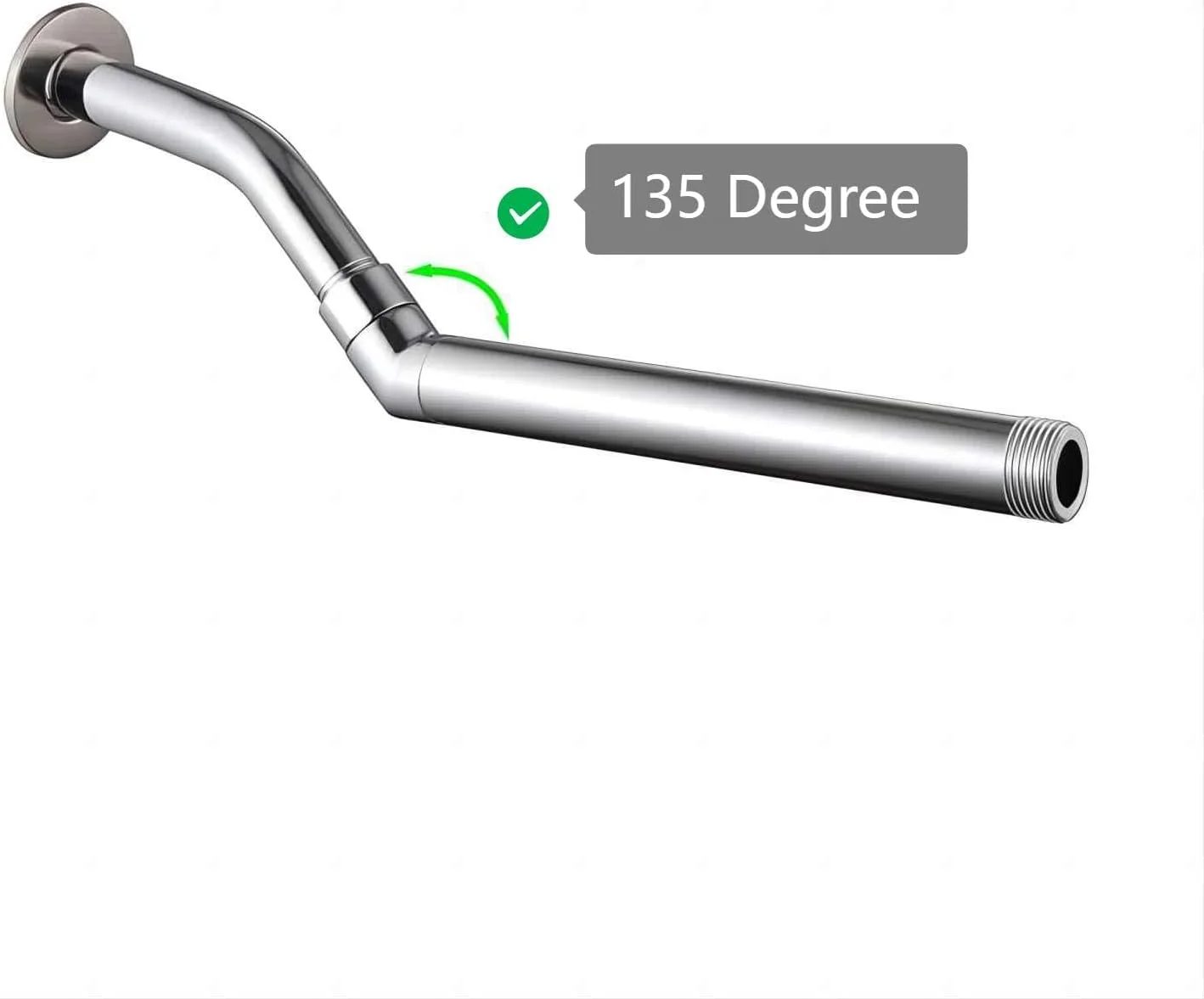 آداپتور سردوش توتالایز، اتصالات برنجی جامد 135 درجه ای زانویی دوش، اتصال بازوی افزایش طول سردوش G1/2 اینچ (کروم) (چرخشی)