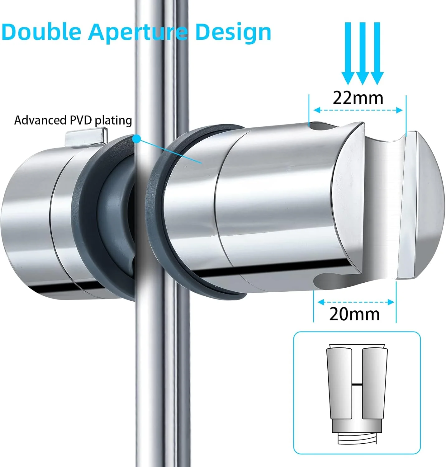 نگهدارنده های سردوش حمام BBLIKE، جایگزین براکت سردوش دستی 18-25 میلی متری قابل تنظیم، براکت سردوش با روکش کروم