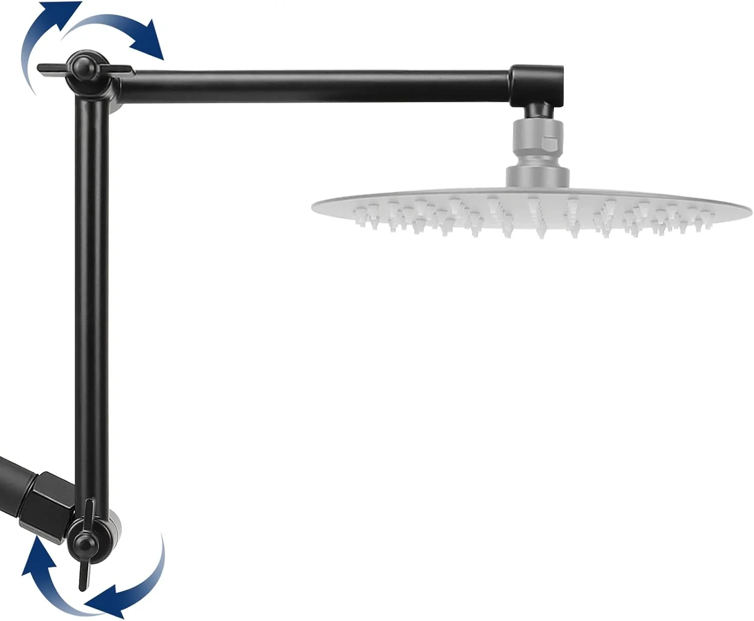 بازوی دوش قابل تنظیم NearMoon، مشکی مات، 16 اینچ، 3 حالت، برنجی جامد و مستحکم، نصب آسان و بدون نیاز به ابزار، بدون قطعات پلاستیکی