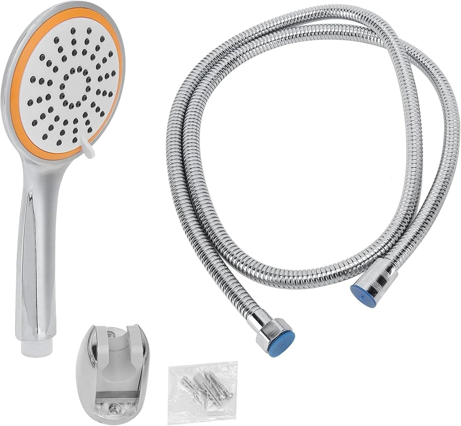 ست دوش مثلثی و شلنگ، نصب آسان، سر دوش فشار قوی با شلنگ انعطاف پذیر، طراحی بادوام و صرفه جویی در مصرف آب، ایده آل برای حمام منزل (سر دوش و شلنگ 1.5 متری رنگی)