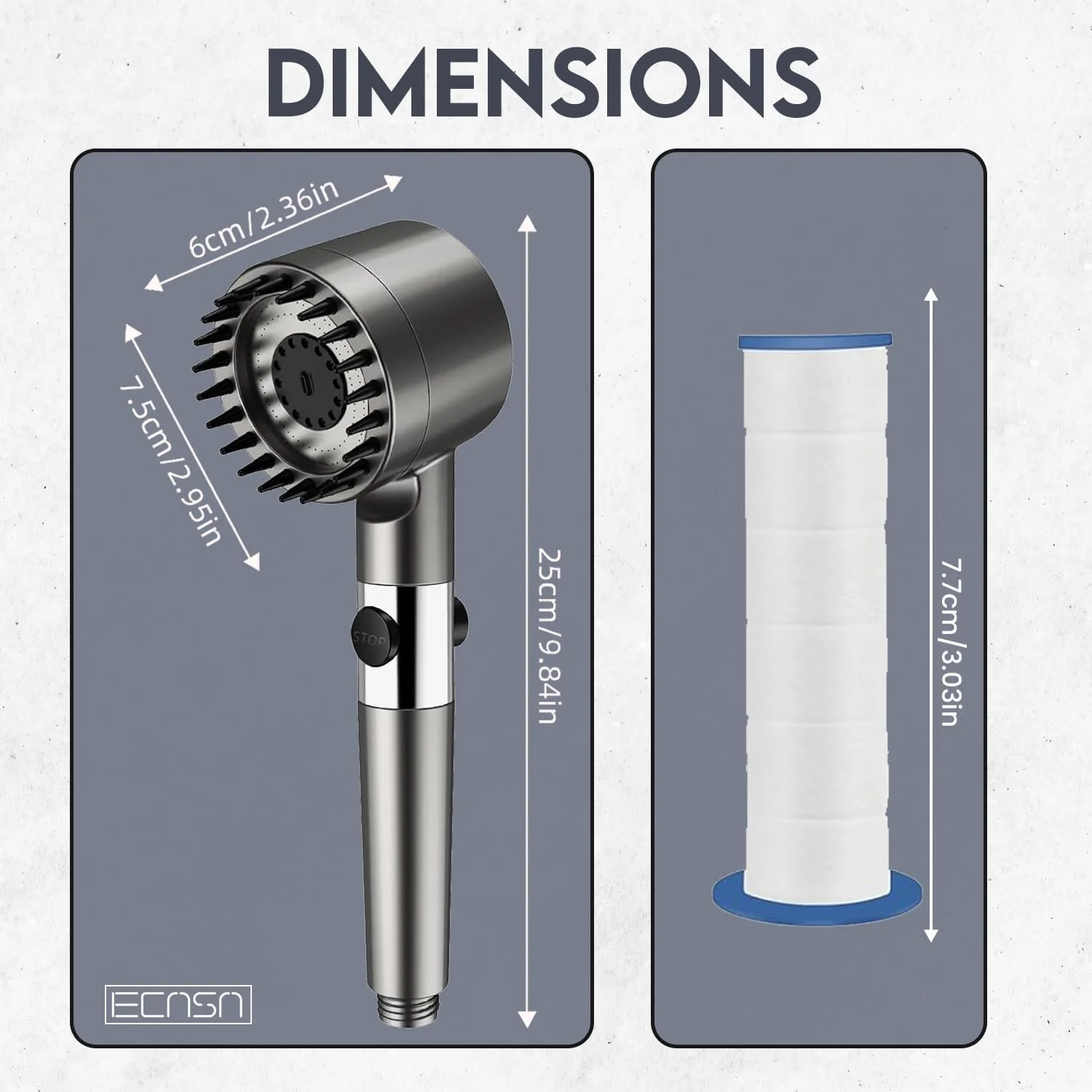 سردوش فیلتردار ECASA™ با اسپری دستی، ماساژور سردوش فشار قوی، سردوش بارانی، سردوش دستی با فیلتر، سردوش صرفه جویی در آب