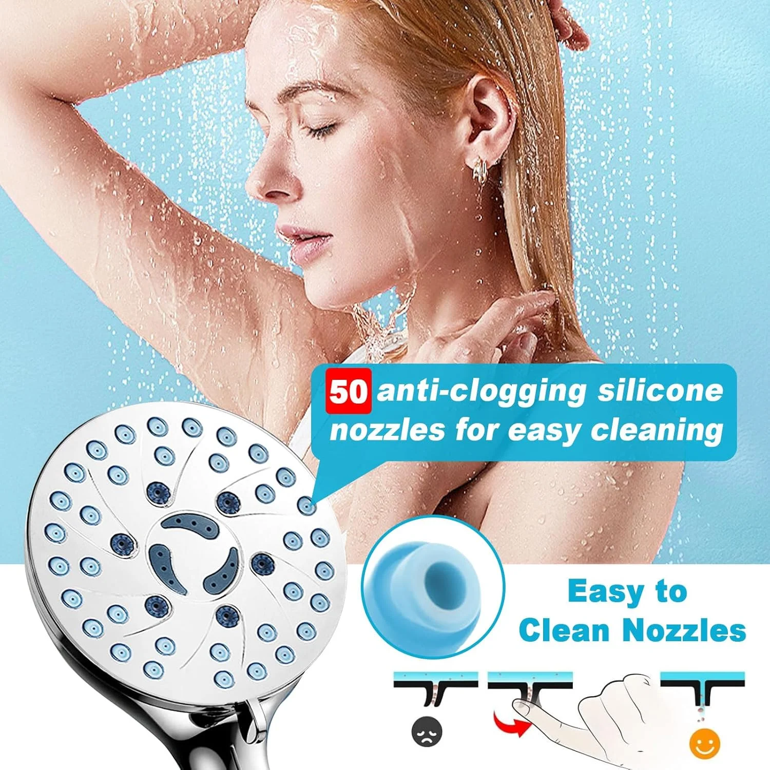 سردوش دستی هومارکت با فشار بالا، دارای 7 حالت اسپری، نازل های ضد گرفتگی، دارای شستشوی قدرتمند داخلی برای تمیز کردن وان، کاشی، دیوارها و حیوانات خانگی