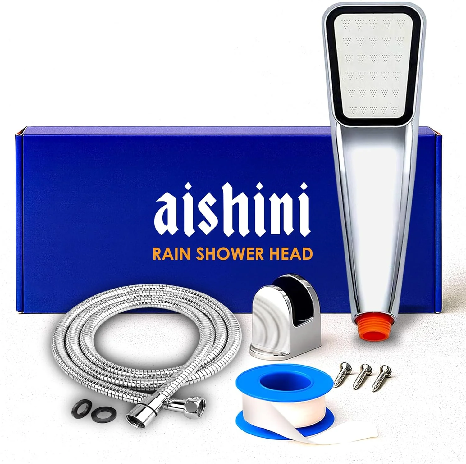 سردوش بارانی فشار قوی آیشینی با 300 جت [کروم]، دستی 23 سانتی متری یونیورسال G1/2، ست شلنگ استیل 150 سانتی متری، کلاهک های دوش ممتاز، تجربه دوش بارانی آرامش بخش و صرفه جویی در آب برای حمام و اسپا