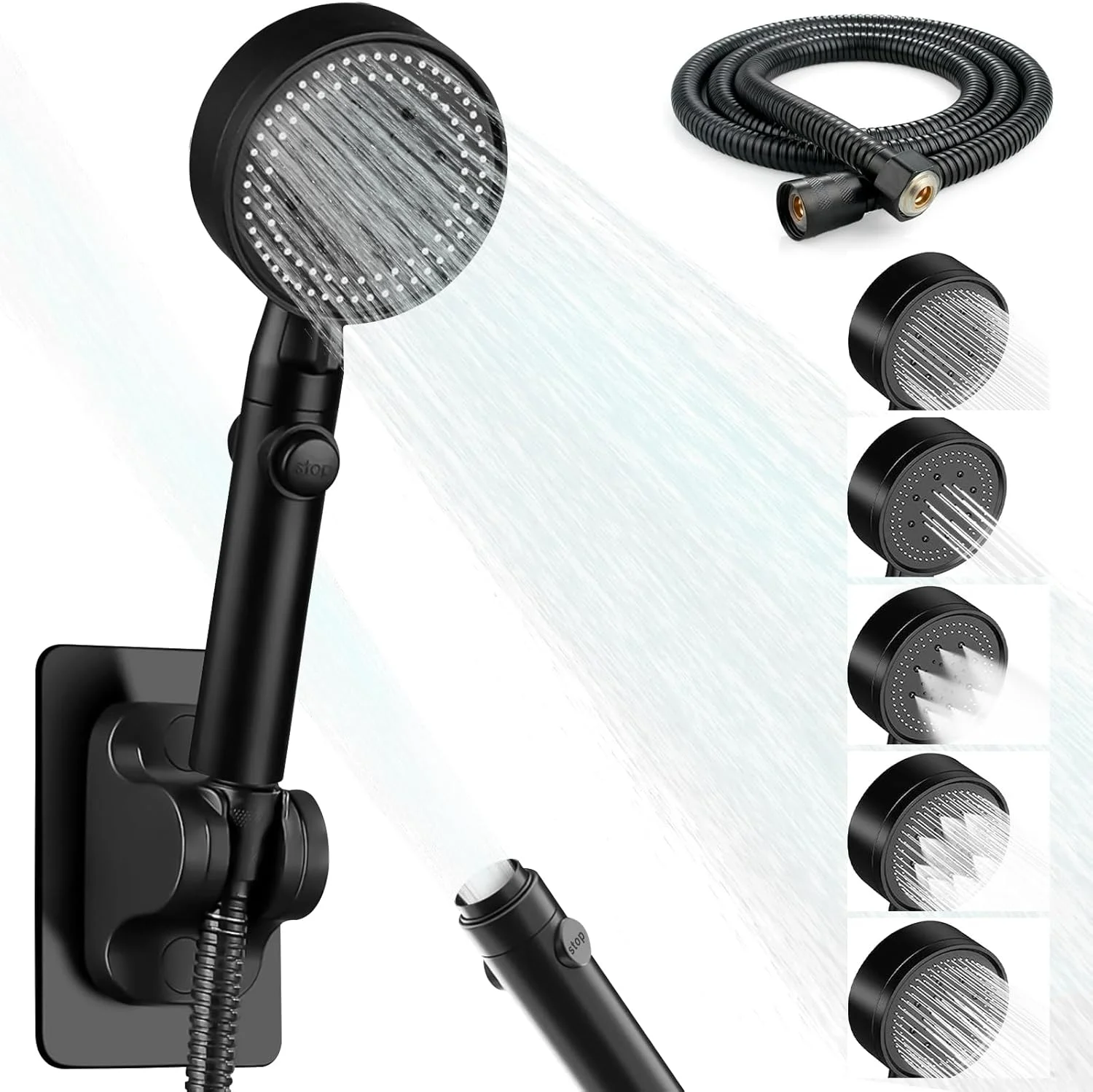 سردوش حمام فشار قوی Yakiter، سردوش دستی، 6 حالت اسپری با دکمه روشن/خاموش، مجموعه سردوش ماساژ چند منظوره با شلنگ استیل ضد زنگ و براکت قابل تنظیم