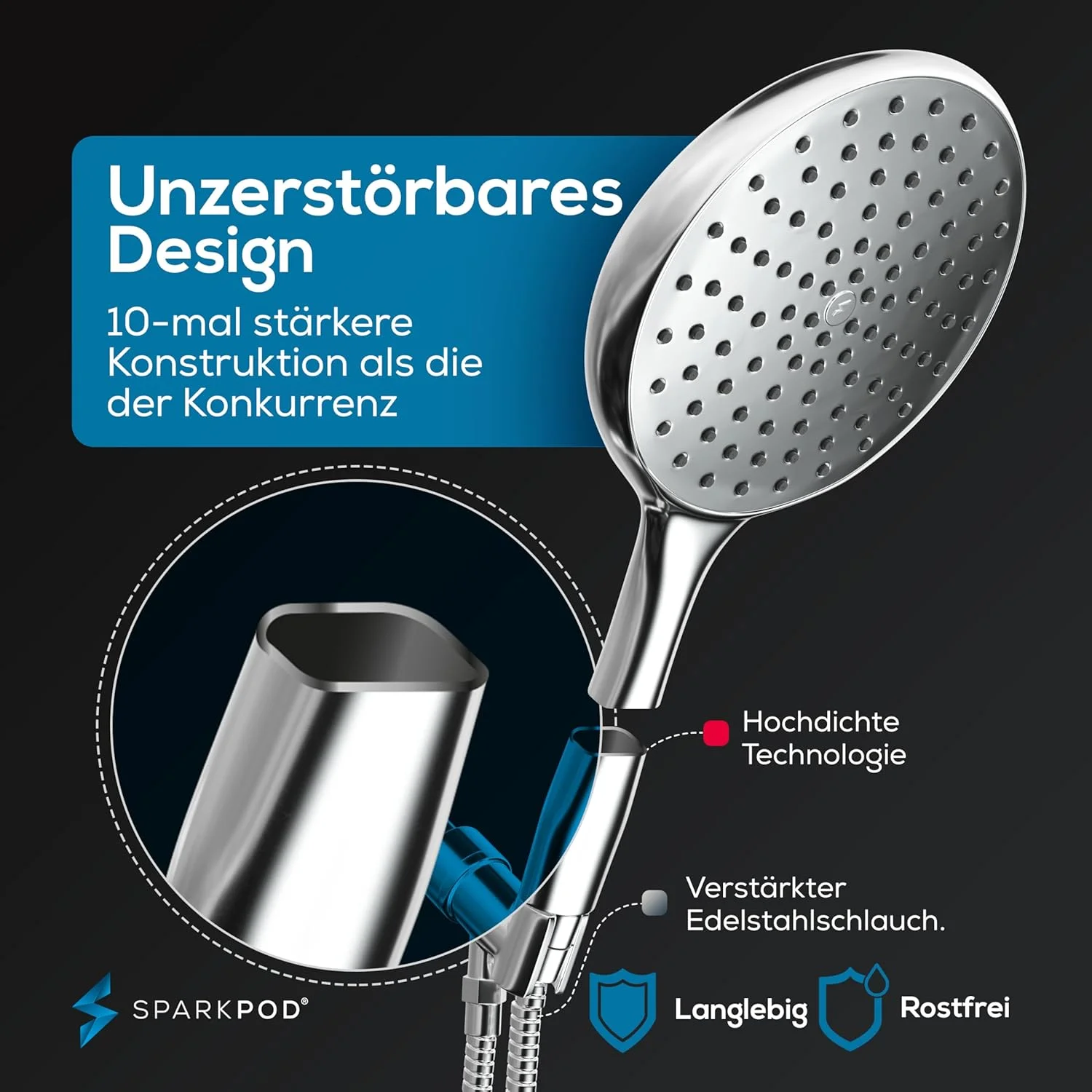 سردوش دستی SparkPod با شلنگ