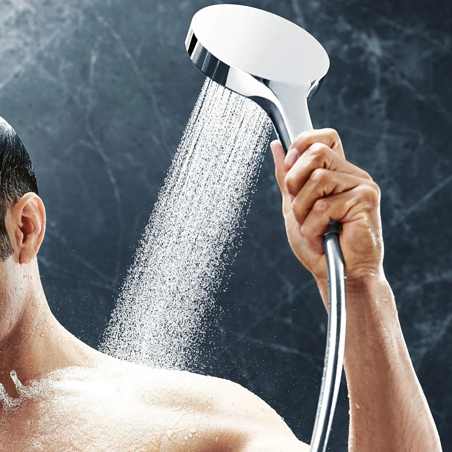 هانسگروهه Rainfinity - سردوش، دوش دستی گرد (قطر 130 میلی متر) با 3 نوع اسپری، با عملکرد ضد رسوب، کروم، 26864000