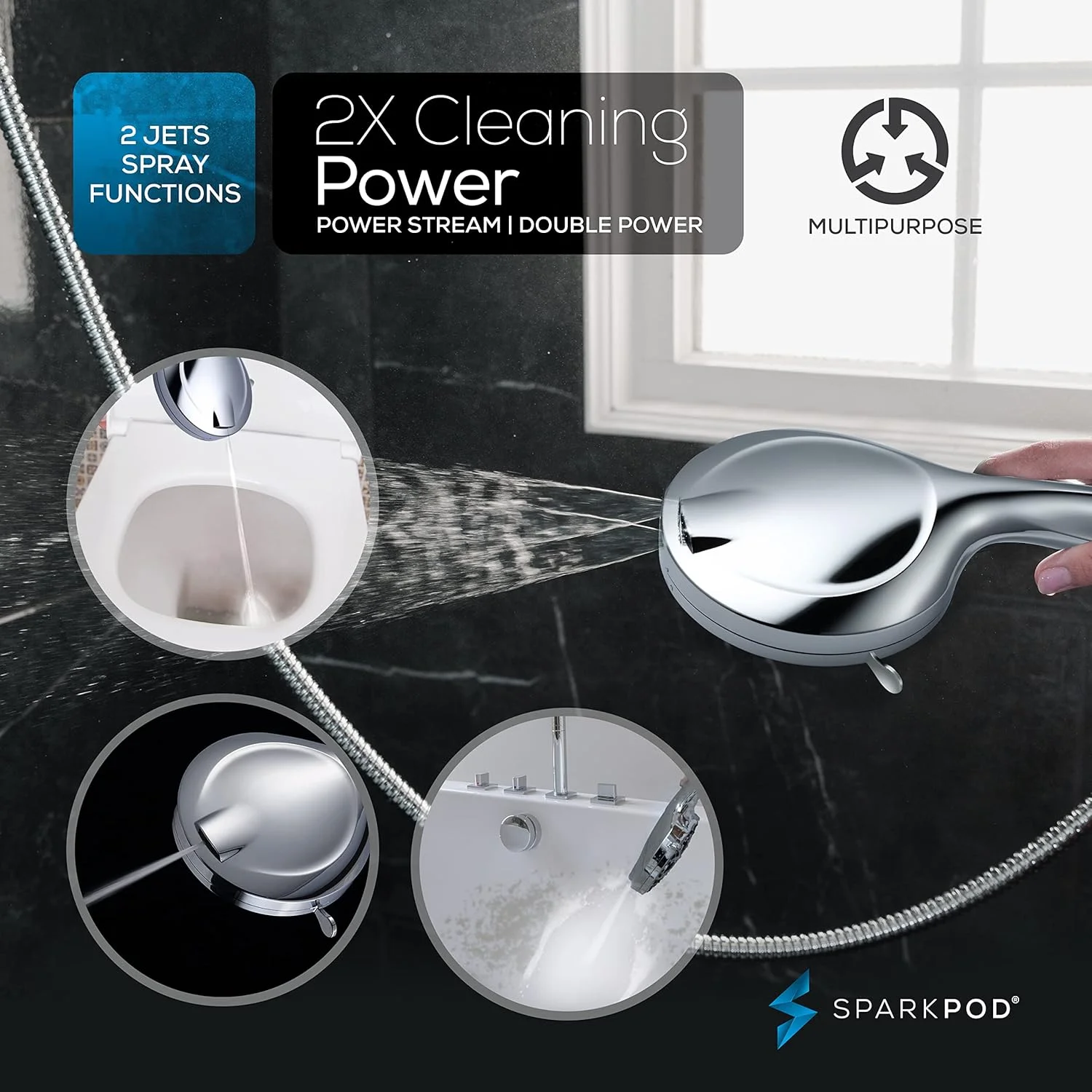 سردوش حمام اسپارک پاد با 10 حالت پاشش به همراه سردوشی دستی لوکس 5 اینچی با جریان آب بالا و جت های پرفشار، شلنگ و براکت استیل ضد زنگ ممتاز 6 فوتی (کروم براق، با فیلتر) (10FHSHJ-C) سردوش حمام اسپارک پاد با 10 حالت پاشش به همراه سردوشی دستی لوکس 5 اینچی با جریان آب بالا و جت های پرفشار، شلنگ و براکت استیل ضد زنگ ممتاز 6 فوتی (کروم براق، با فیلتر) (10FHSHJ-C)