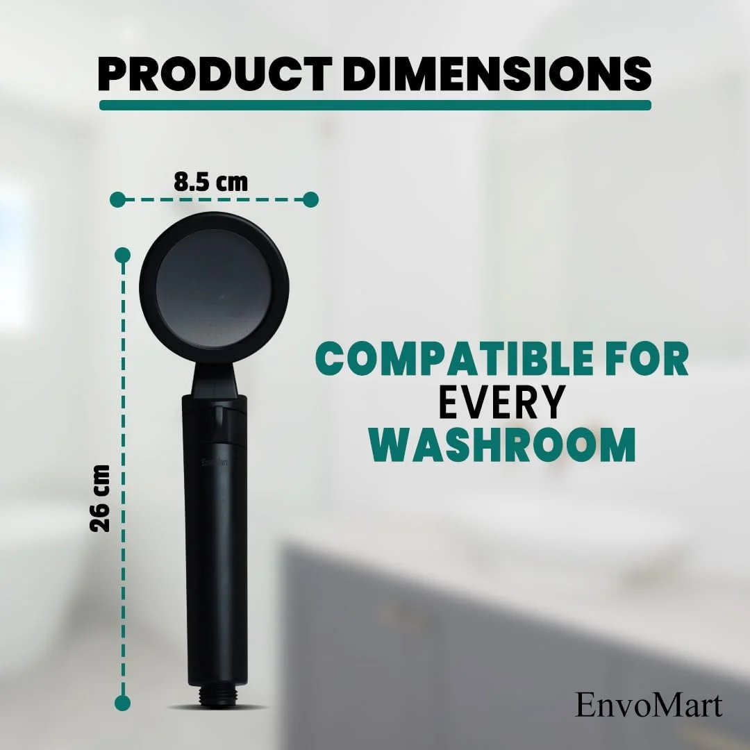 ست سر دوش استیل ضد زنگ EnvoMart - سر دوش با 2 فیلتر دوش برای جلوگیری از ریزش مو و داشتن پوستی نرم - شلنگ دوش 2 متری و نگهدارنده دوش - دوش دستی - فیلتر سر دوش (مشکی)