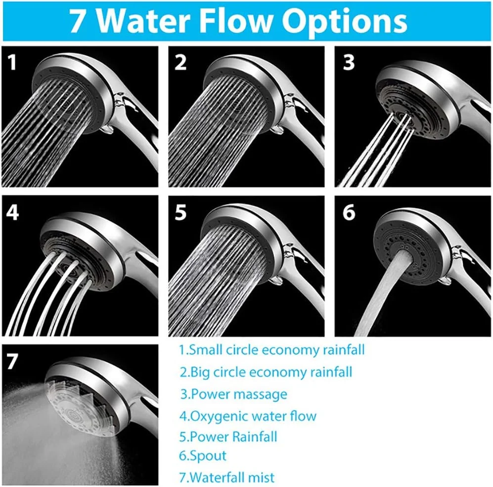 دوش دستی پالیمسست با فشار بالا و 7 حالت مختلف با حالت اسپری آبگرم - سردوش های دستی - سردوش دستی با شلنگ