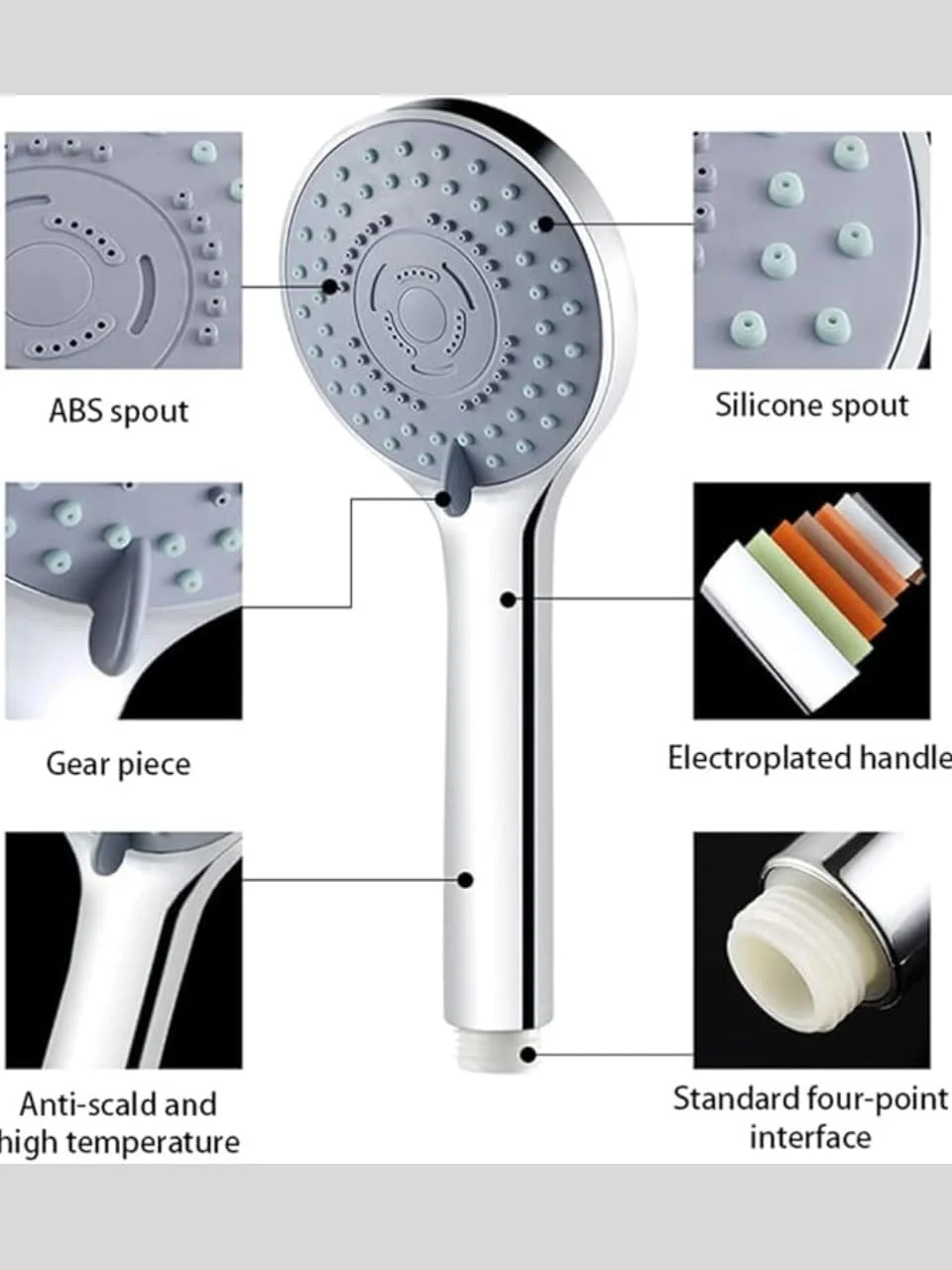ست سر دوش حمام - 5 حالت اسپری - سر دوش دستی 8 اینچی با شلنگ دوش استیل ضد زنگ 60 اینچی - پایه دوش - سر دوش فشار قوی - مناسب برای ریزش مو، حیوانات خانگی و اسپا